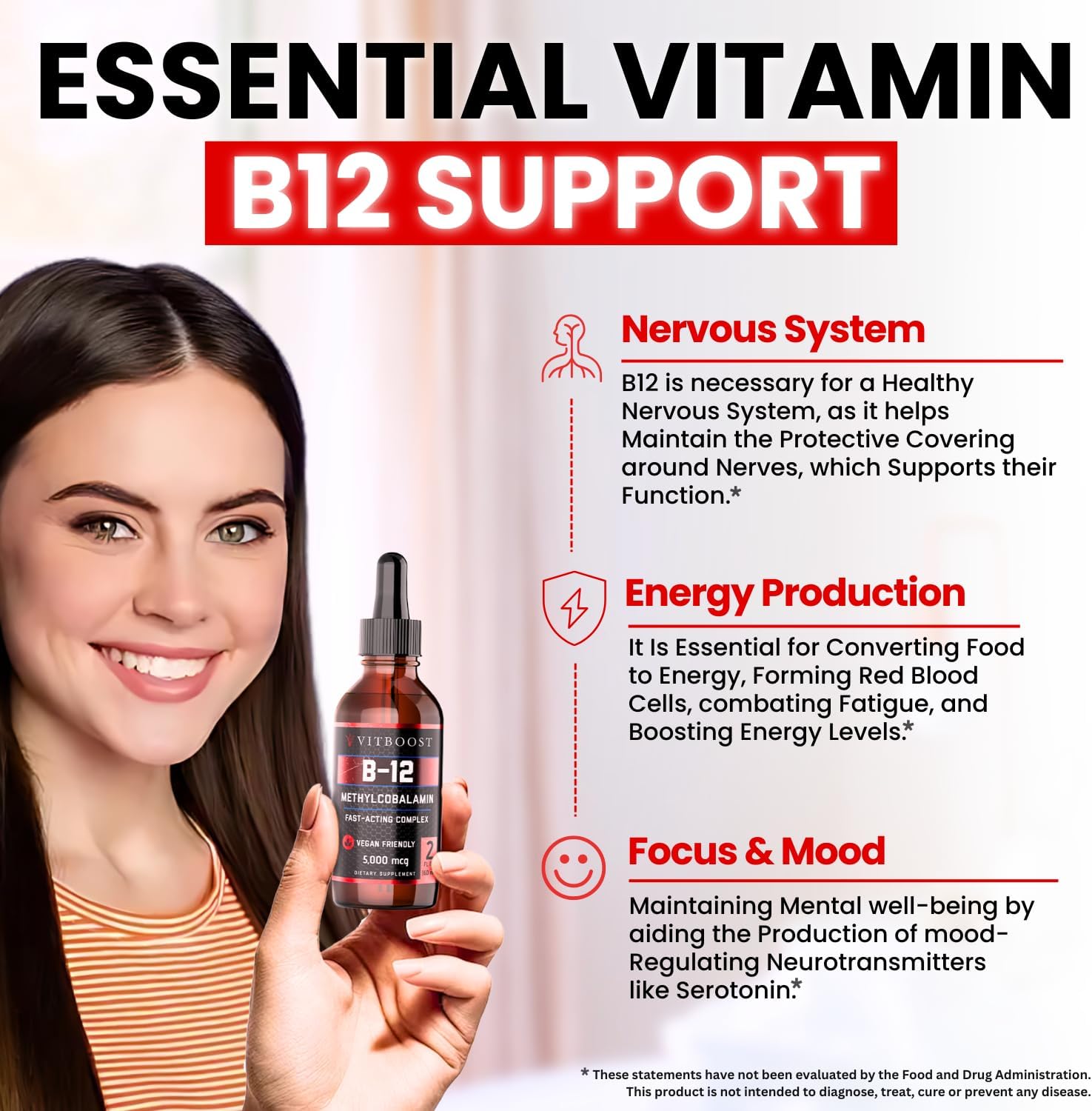 Thumbnail 3 de VITBOOST Vitamin B12 Liquid Drops, 5,000 mcg Vegan Methylcobalamin