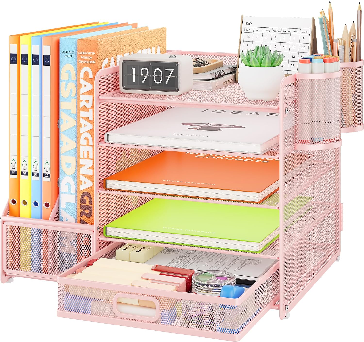 Detalle de VITVITI Organizador de escritorio 5 niveles rosa