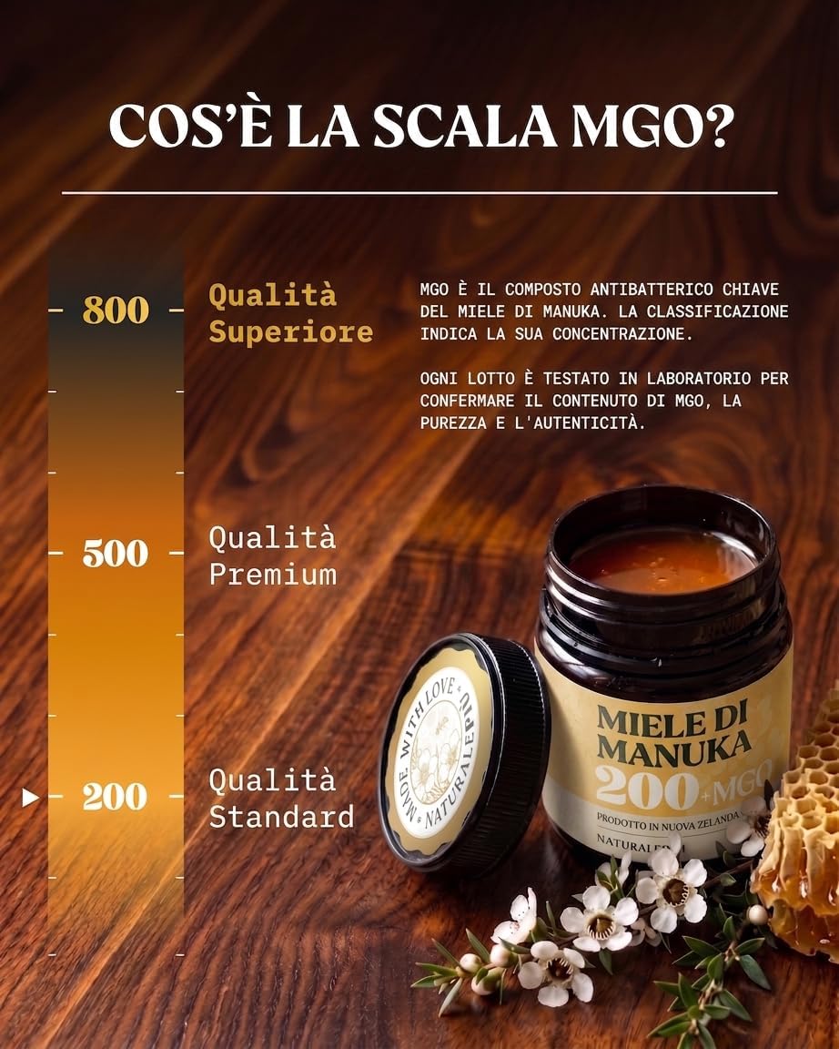 Detalle de NaturalePiù Miele di Manuka 200+ MGO, 500g dalla Nuova Zelanda