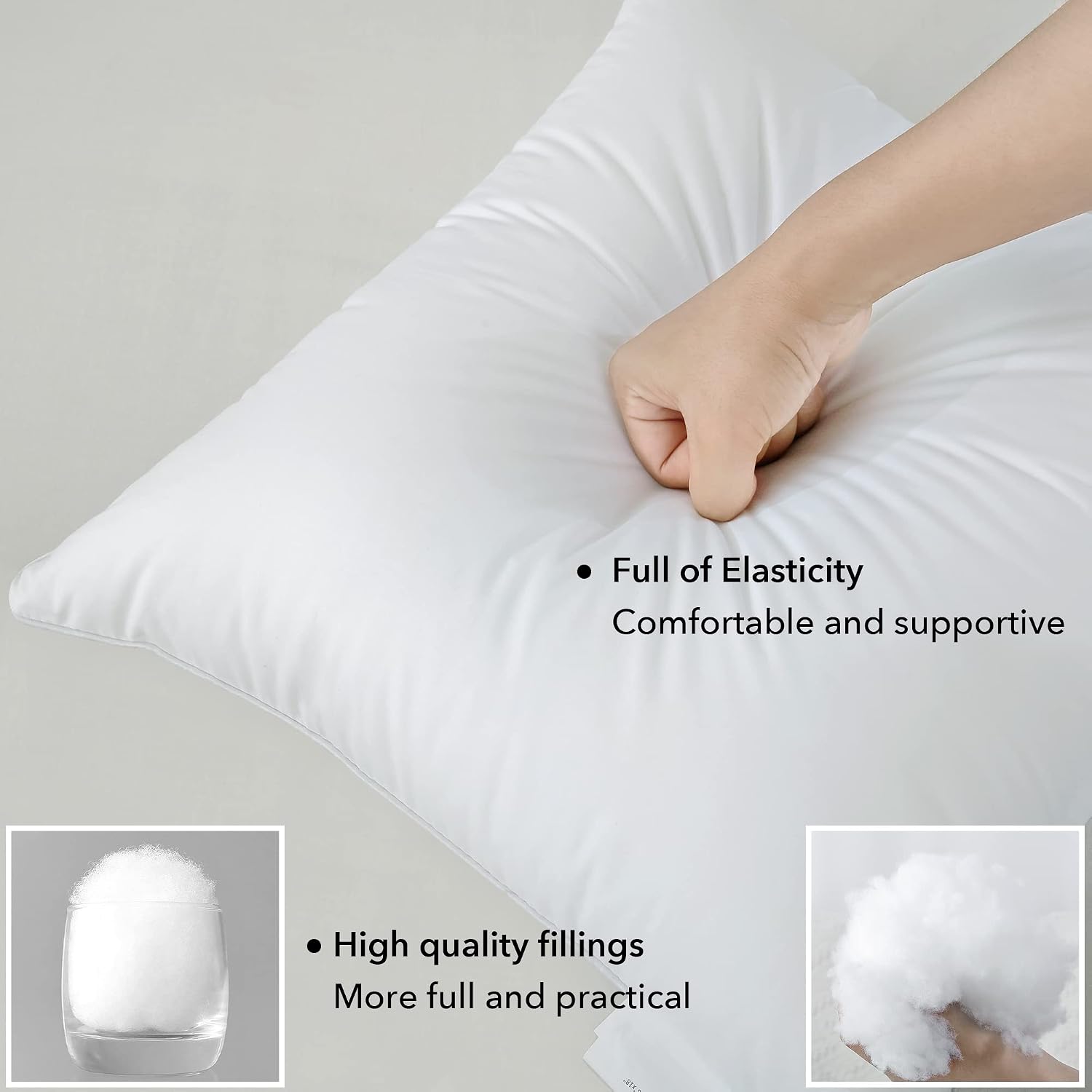 Detalle 2 de FAVRIQ 20 x 20 Pillow Inserts, Set of 2, Cotton Covers, Polyester Fill