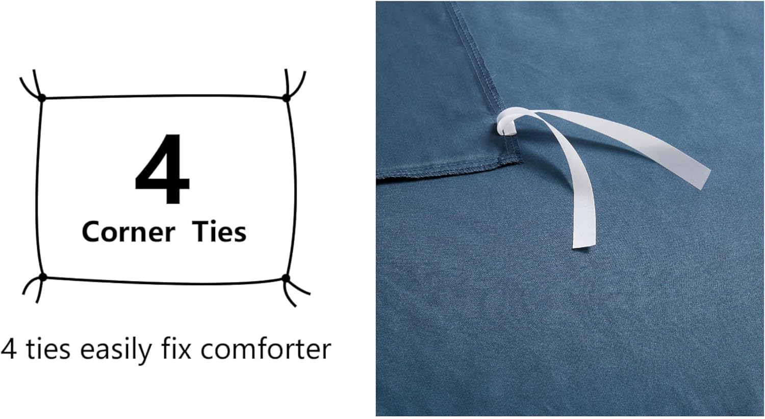 Detalle de Amazon Basics Bedding 3-Piece Microfibre King Size Duvet Cover Set in Navy Blue