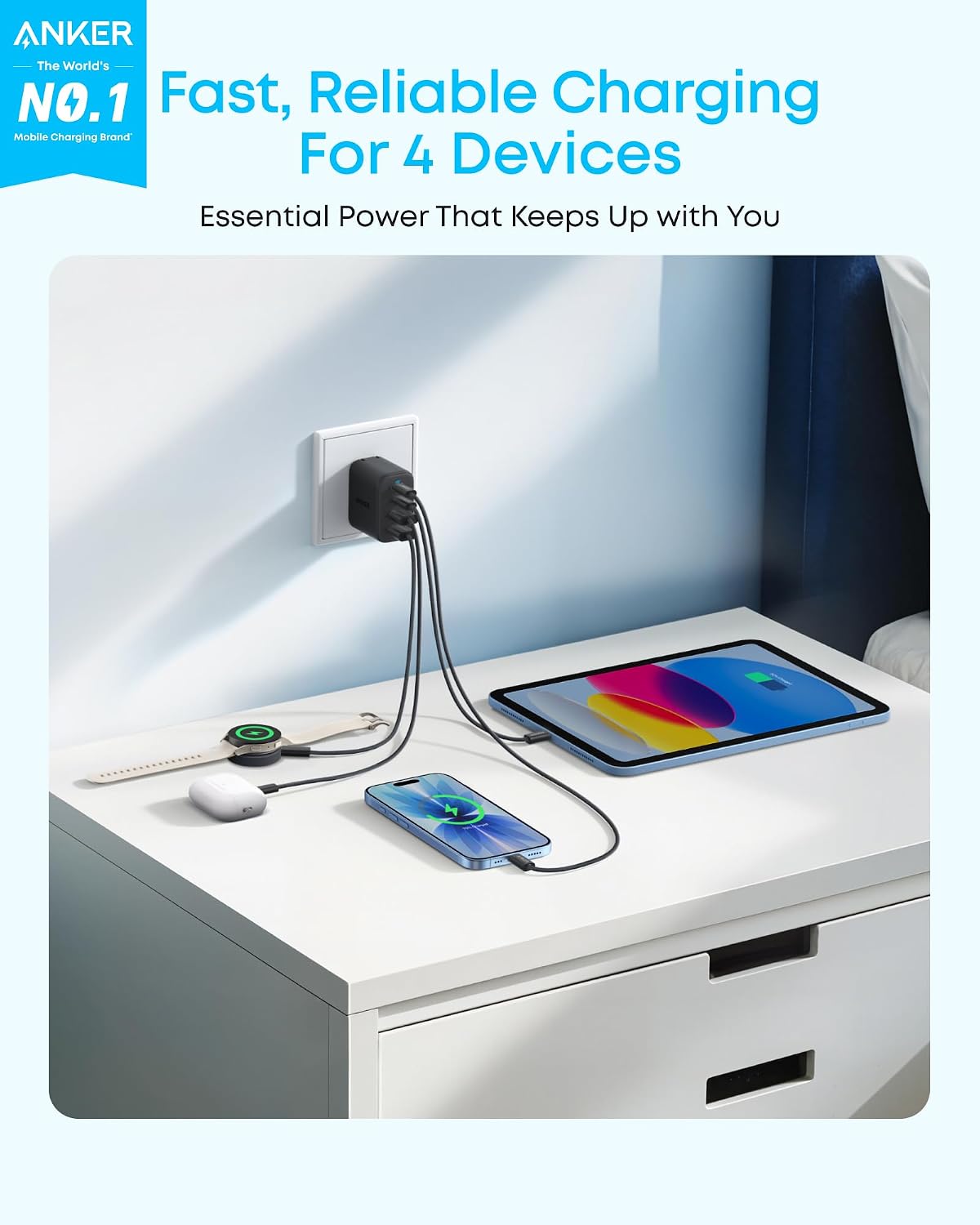 Detalle 2 de Anker Zolo 50W 4-Port USB-C Charger Pack 🔌