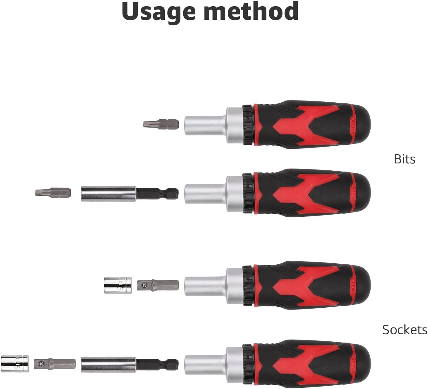 Detalle de Amazon Basics 41‑Piece Magnetic Ratchet Screwdriver Set