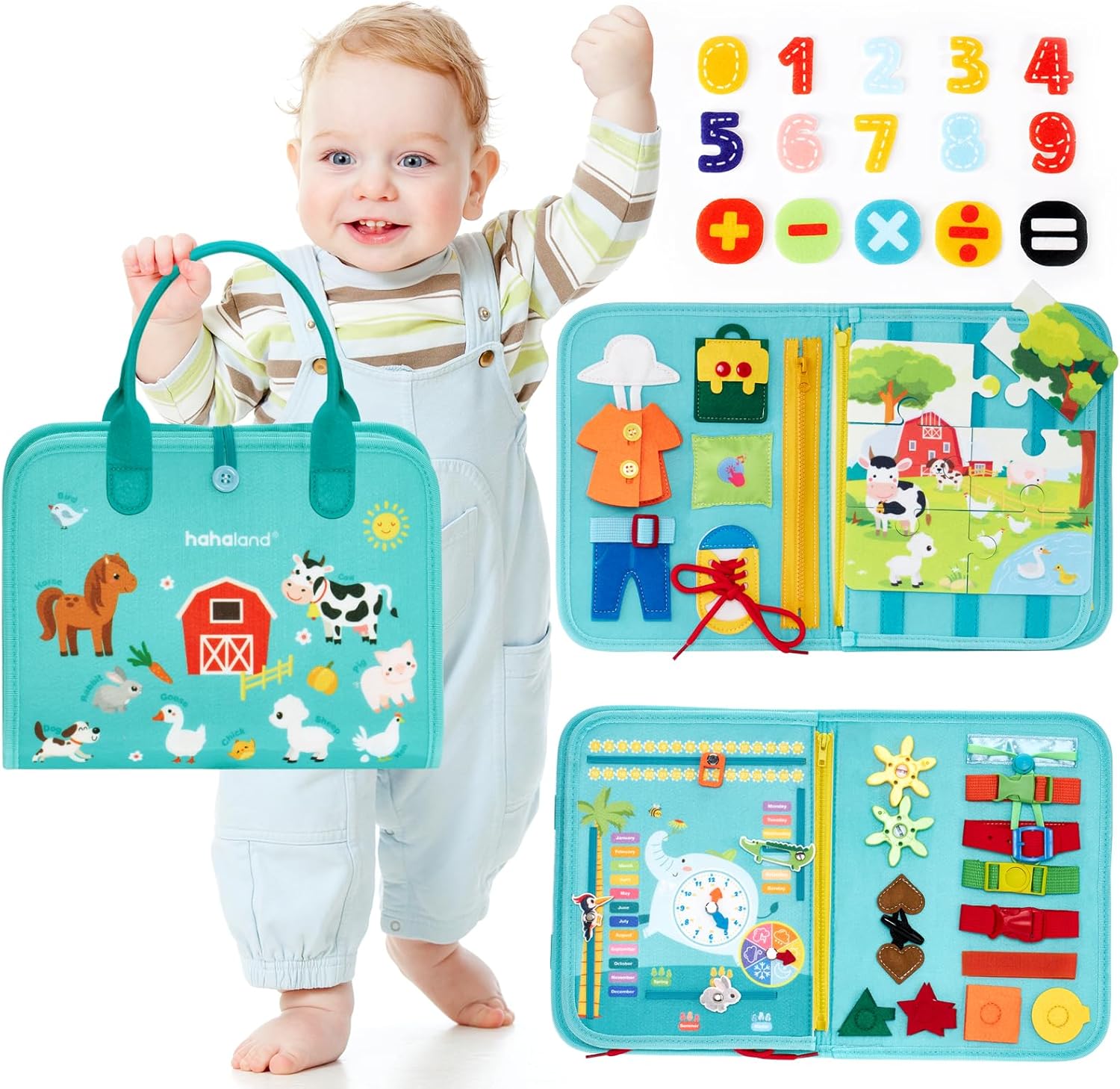 Hahaland Montessori Busy Board – Activity Board mit 15 Aktivitäten