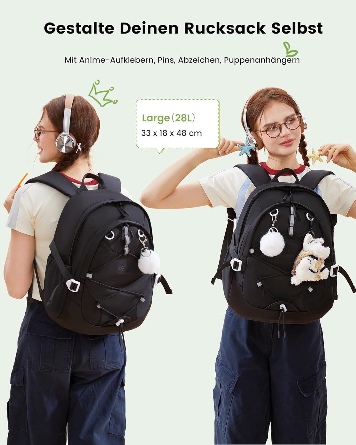 Detalle de LOVEVOOK Schulrucksack Teenager Mädchen Damen 17,3 Zoll – wasserabweisender Laptop-Rucksack mit Brustgurt und Anti-Diebstahl-Fach