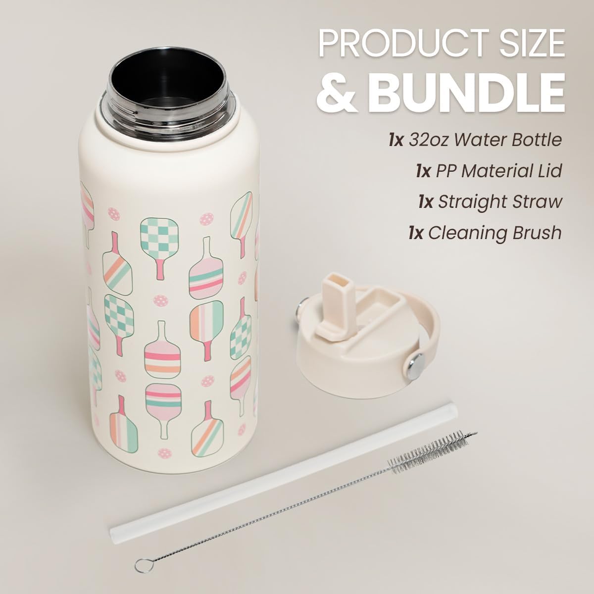 Thumbnail 2 de Pickleball Water Bottle 32oz Stainless Steel Insulated Vacuum with Lid