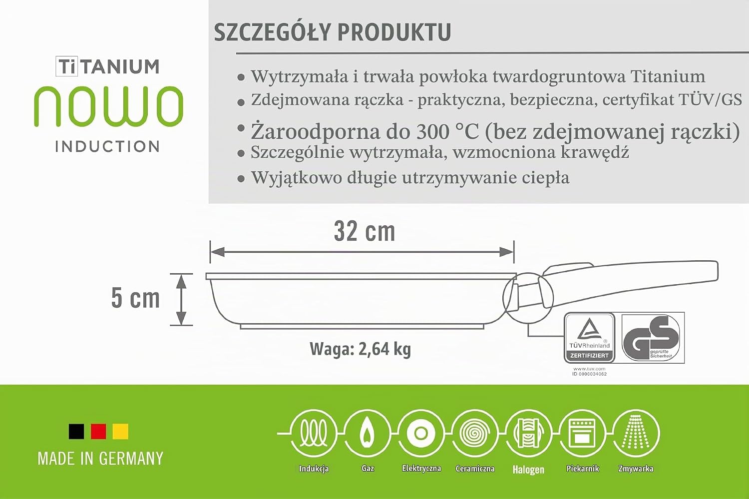 Thumbnail 6 de Woll 1532IL patelnia 32 cm z odpinanym uchwytem i powłoką TitanPlus