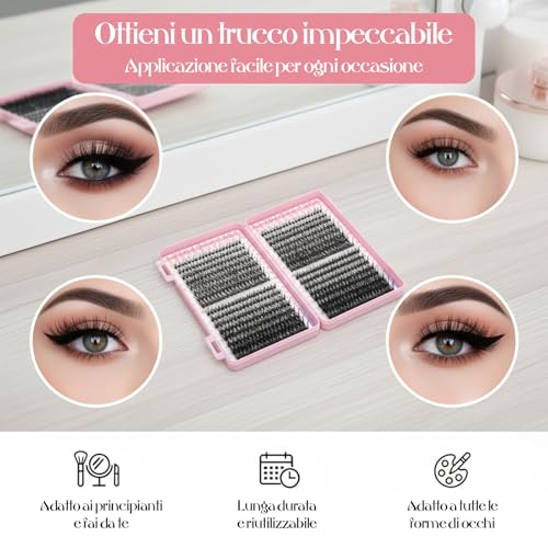 Detalle de VEGCOO 640 Ciuffetti Ciglia Finte Extension: Kit DIY 8–16 mm per Principianti