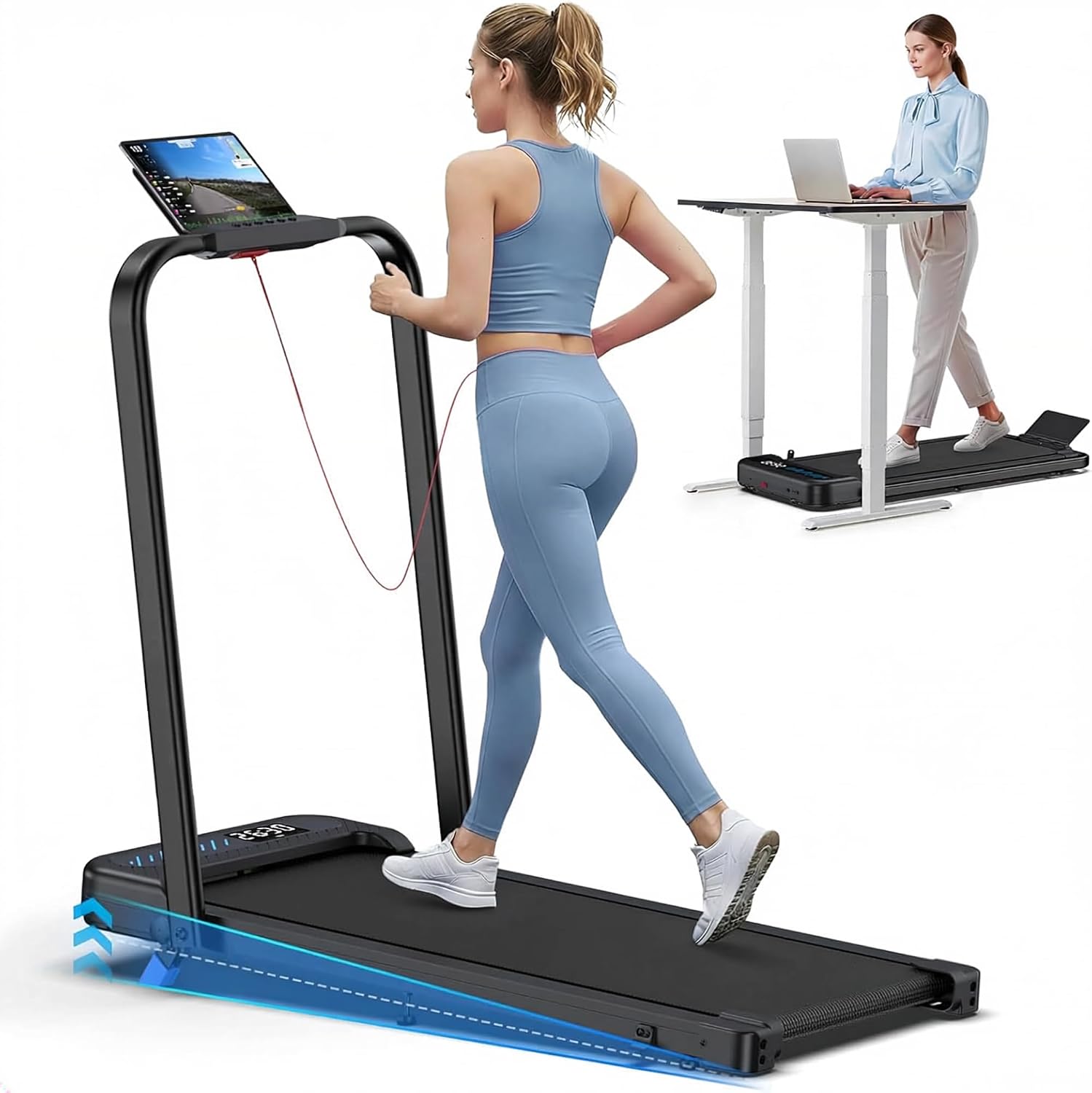 Detalle de Cardirun TM037 Foldable Walking Pad Treadmill with 10% Incline, 350 lb Capacity