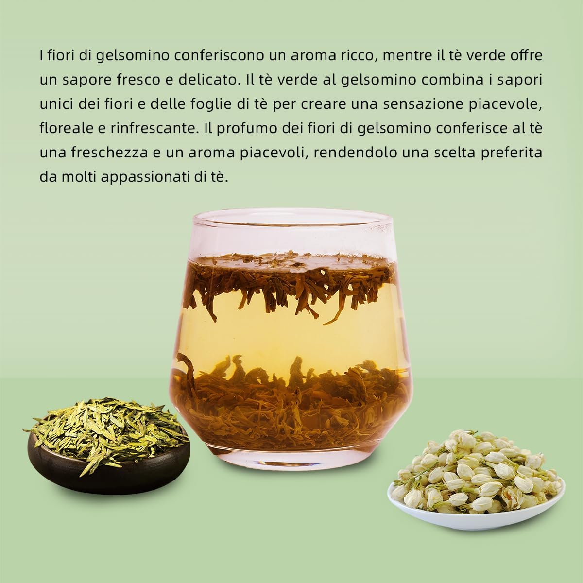 Thumbnail 1 de HANFANGLING Tè verde al gelsomino - 2 confezioni di foglie pure e aroma intenso