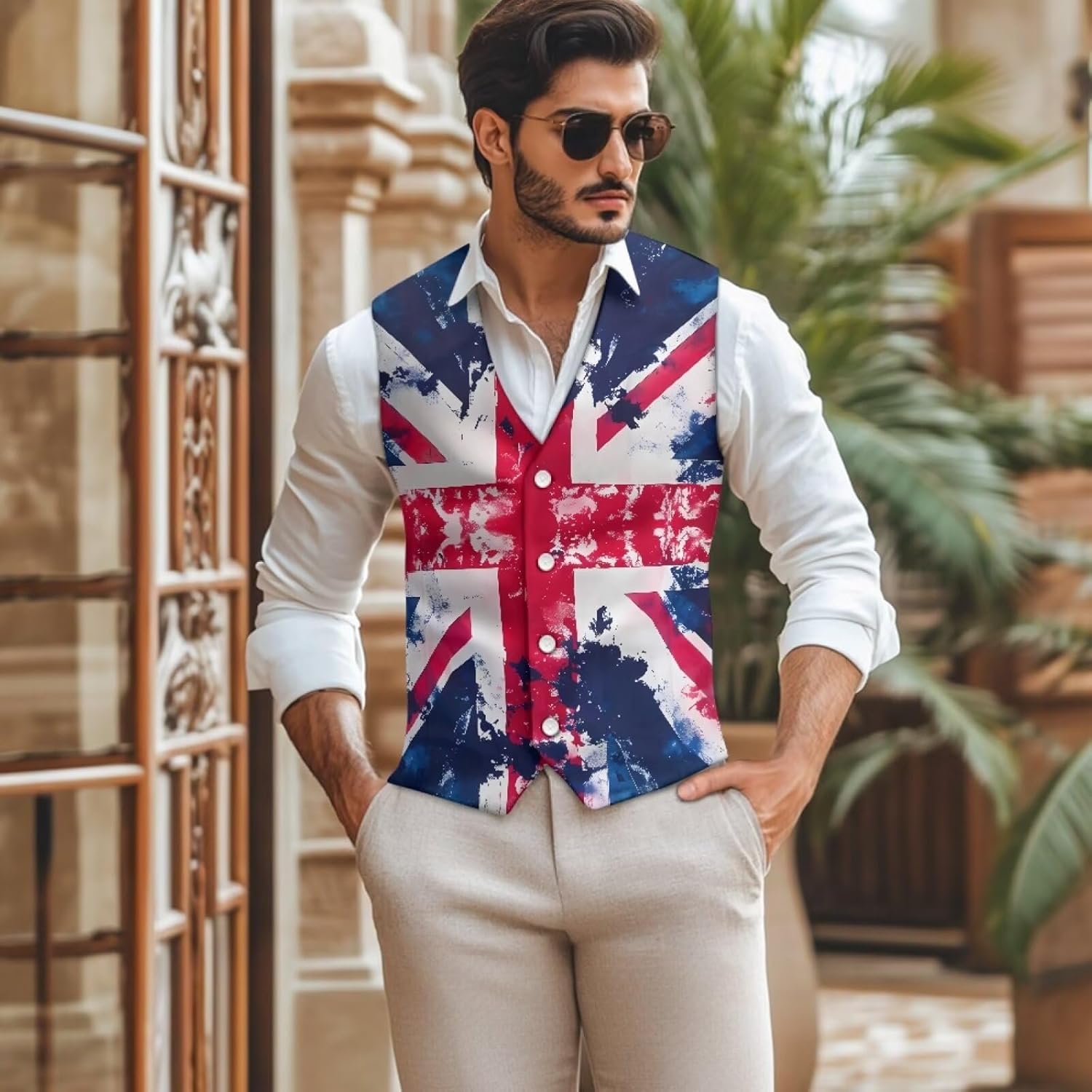 Thumbnail 1 de POLERO Men’s Suit Vest: Formal Waistcoat in Lightweight Polyester with Adjustable Back Belt