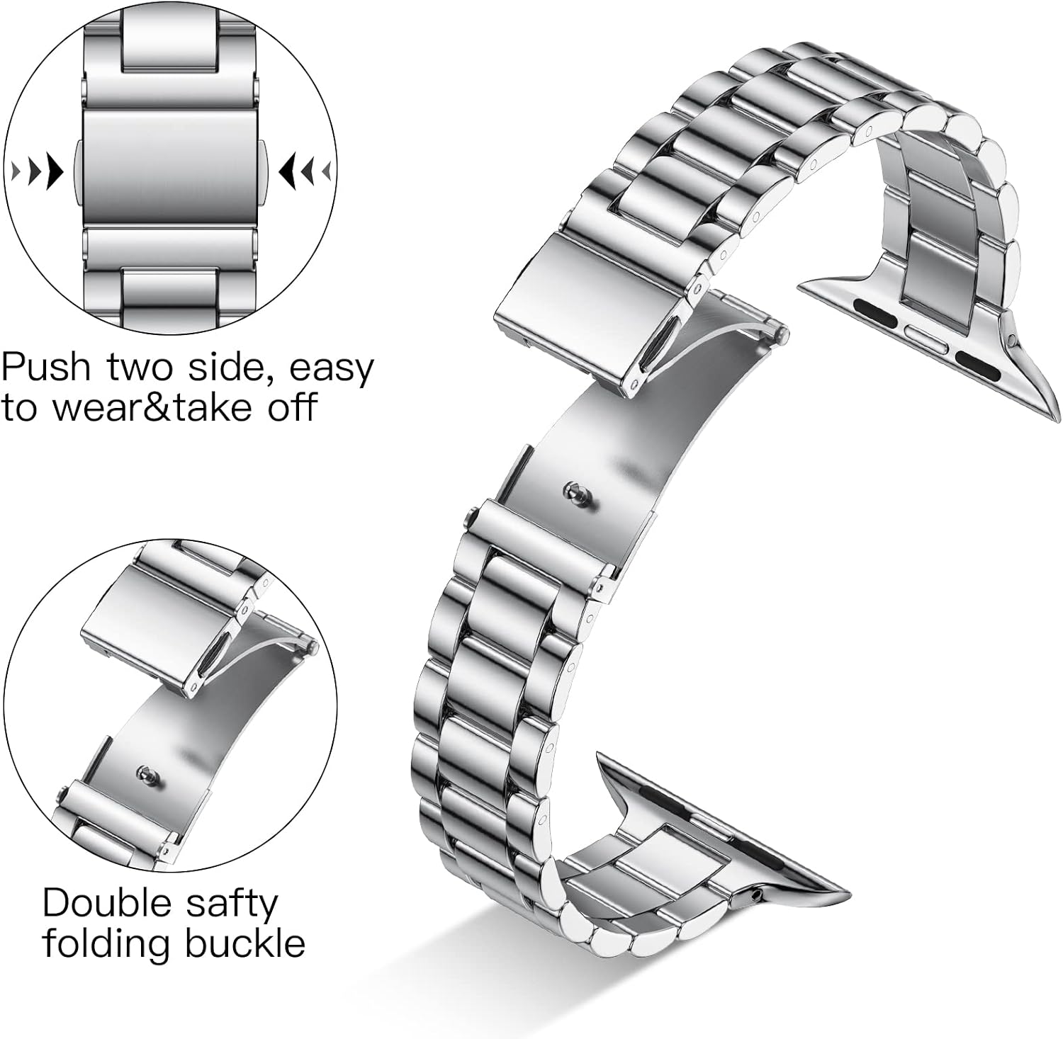 Detalle 2 de Wepro Stainless Steel Bracelet for Apple Watch (38/40/41/42/44/45 mm) — Slim Business Strap
