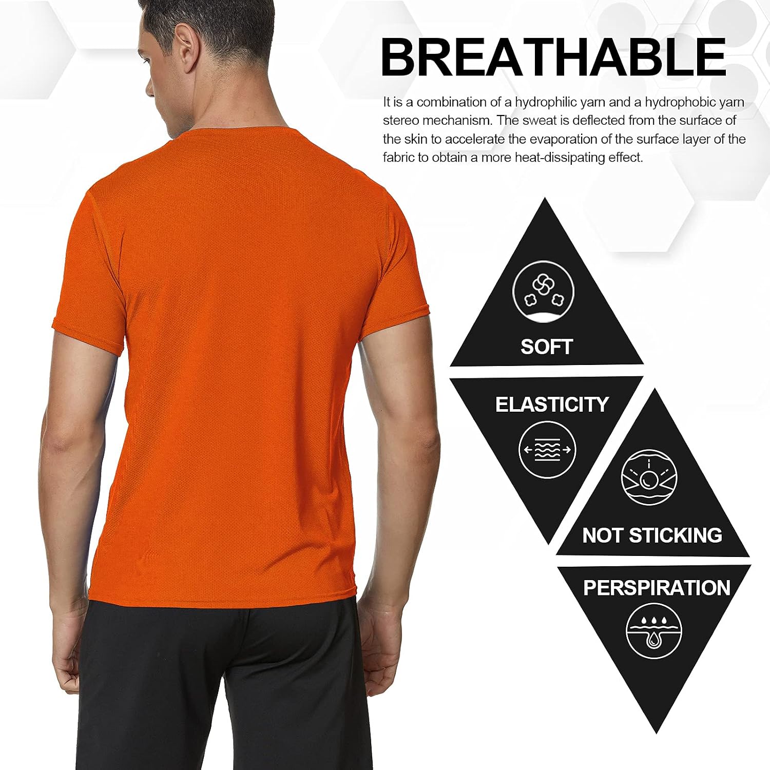 Detalle de MEETWEE Sportshirt Herren – Kurzarm Mesh Funktionsshirt