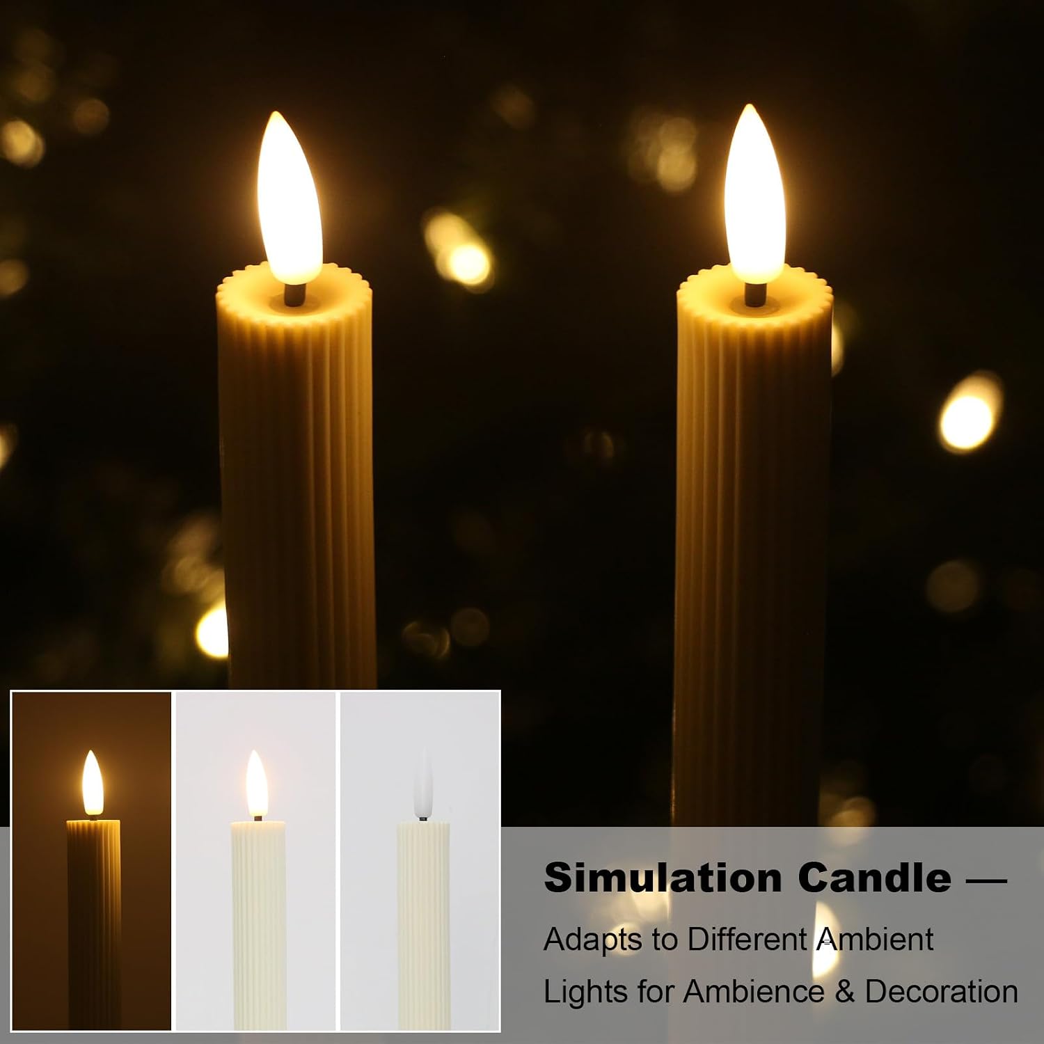 Detalle 2 de Dixmas 12 Stück LED Stabkerzen mit Fernbedienung – Flammenlose Tafelkerzen mit Timerfunktion, Warmweiß