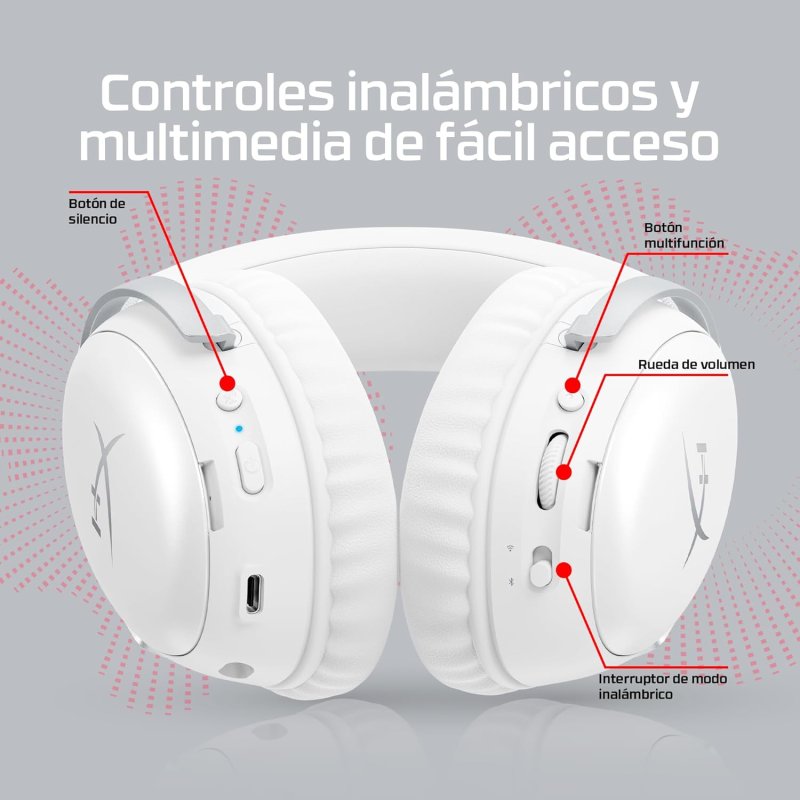 Detalle de HyperX Cloud III S inalámbricos Bluetooth para gaming (blancos)