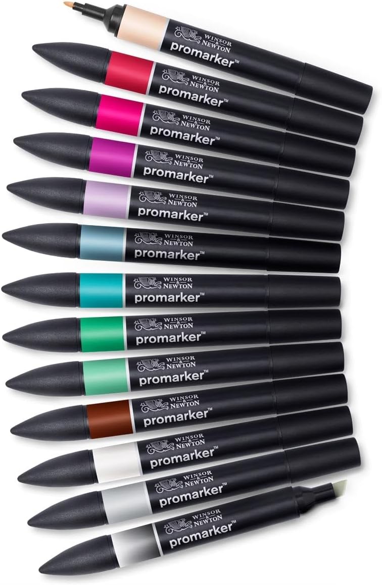 Detalle 2 de Winsor & Newton ProMarker 0290141 – Twinmarker-Set 13 Farben, feine und breite Spitze für Zeichnungen, Layouts und Manga