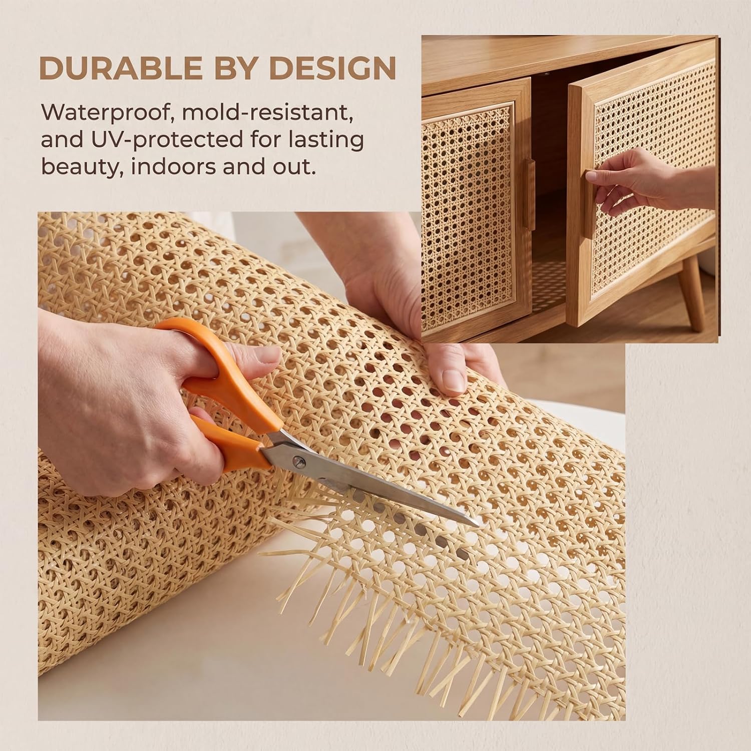 Detalle de Plastic cane webbing roll, 24 in wide