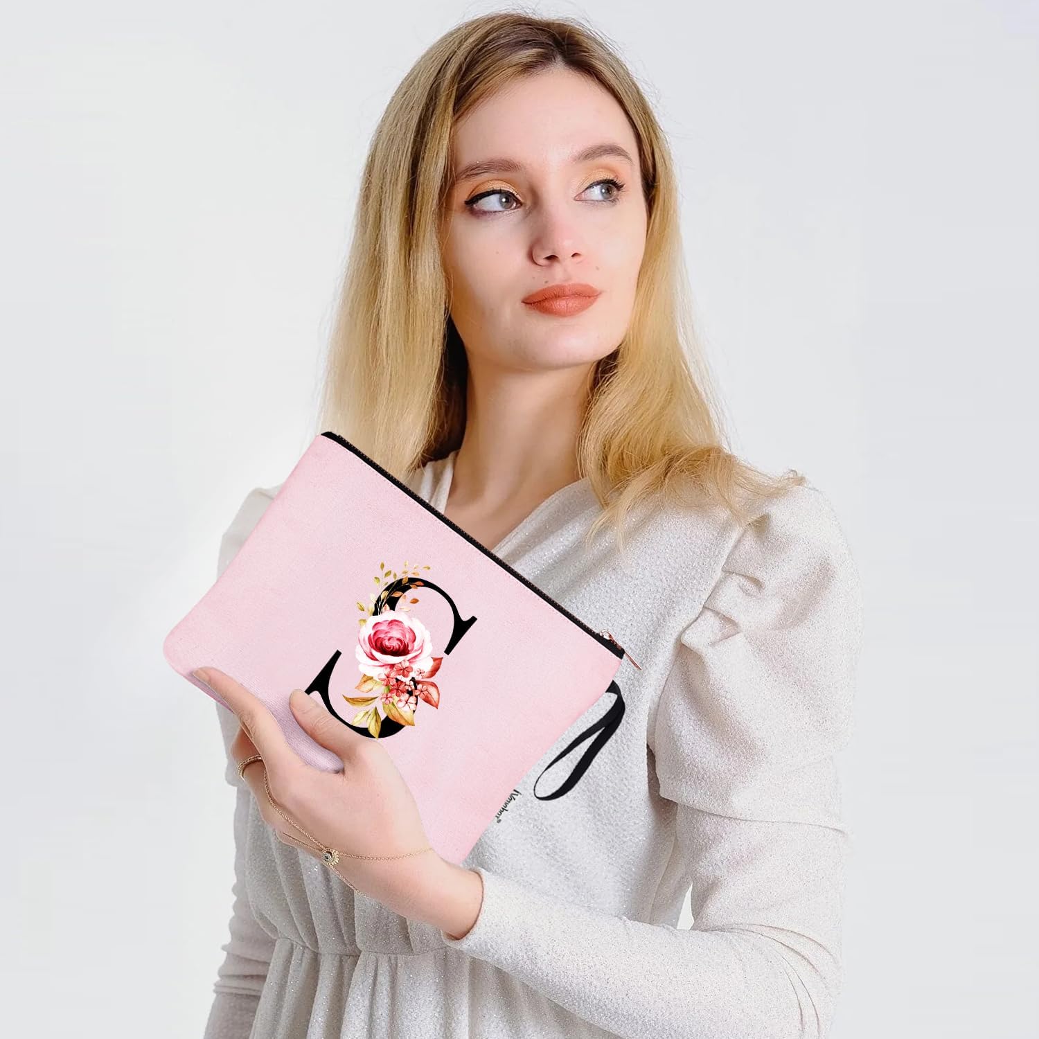 Thumbnail 5 de Vavabox A-Z Personalised Initial Makeup Bag (S, Pink) – canvas & silk-lined cosmetic organiser
