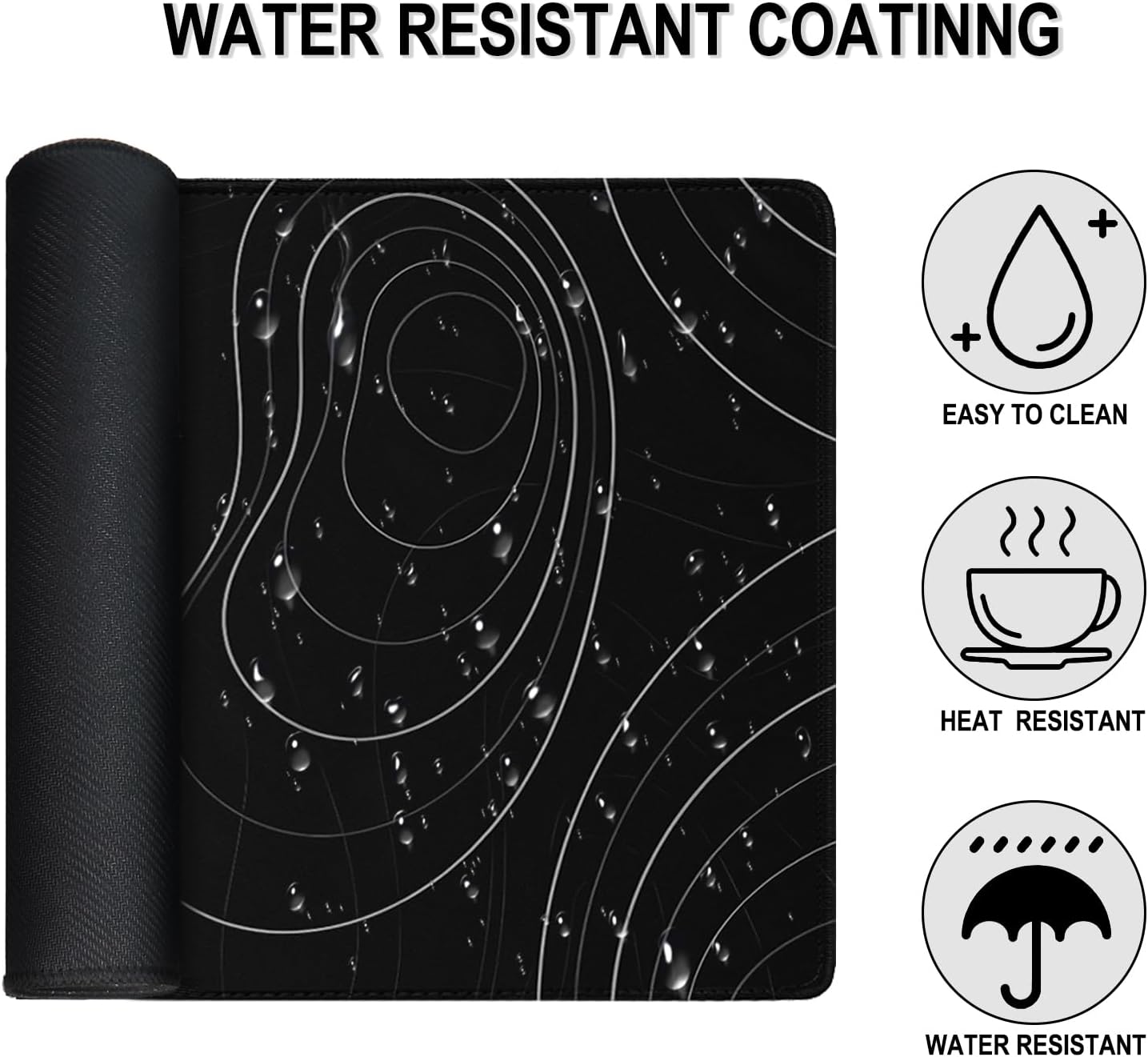 Detalle de JOCYRN 31.5" x 15.7" Extended Mouse Pad, Water-Resistant, Black White Line