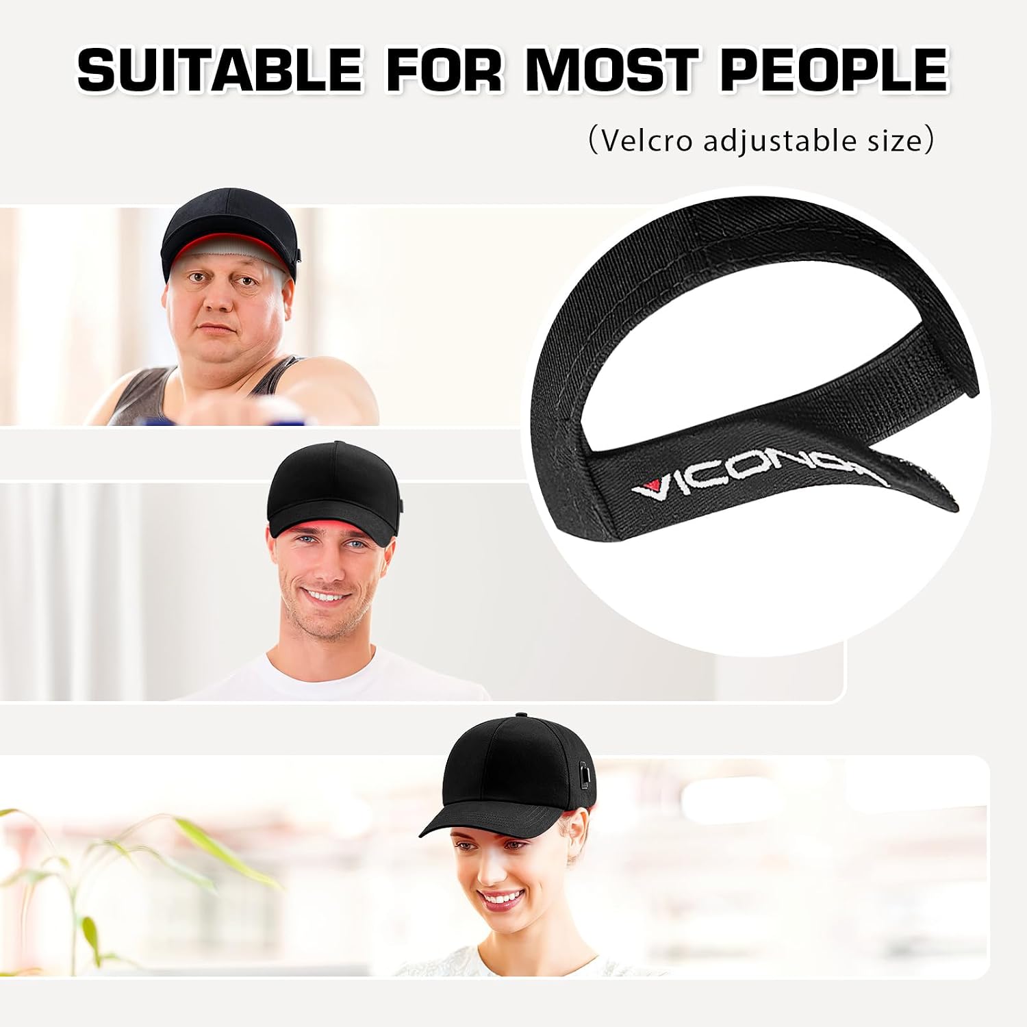 Detalle de Laser Hair Growth Cap, Red Light Hat, Black