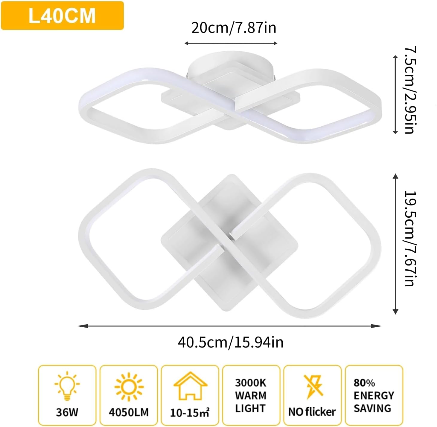 Thumbnail 4 de Comely Comely30960308 – plafon LED 36 W, 4050 lm, ciepłe światło 3000 K