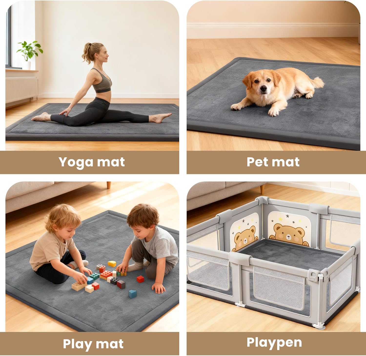Thumbnail 5 de ACOMOPACK 1.3-inch Memory Foam Play Mat with Non-Slip Backing (39×59, Dark grey)