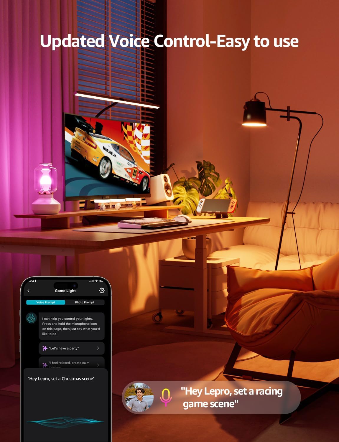 Detalle de Lepro BP1 AI Smart Bulb E14 RGBWW (Pack of 2) with Alexa & Google Assistant, Music Sync, 4.9W