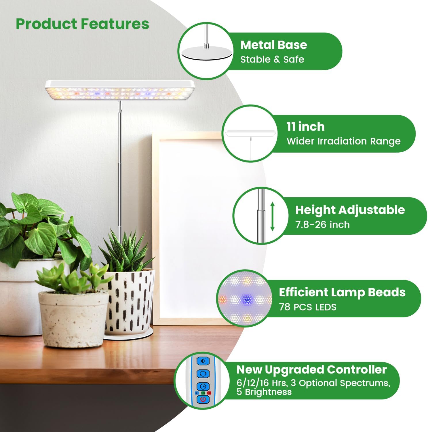 Detalle 2 de Wiaxulay Grow Light 78-LED full spectrum lamp 🌱