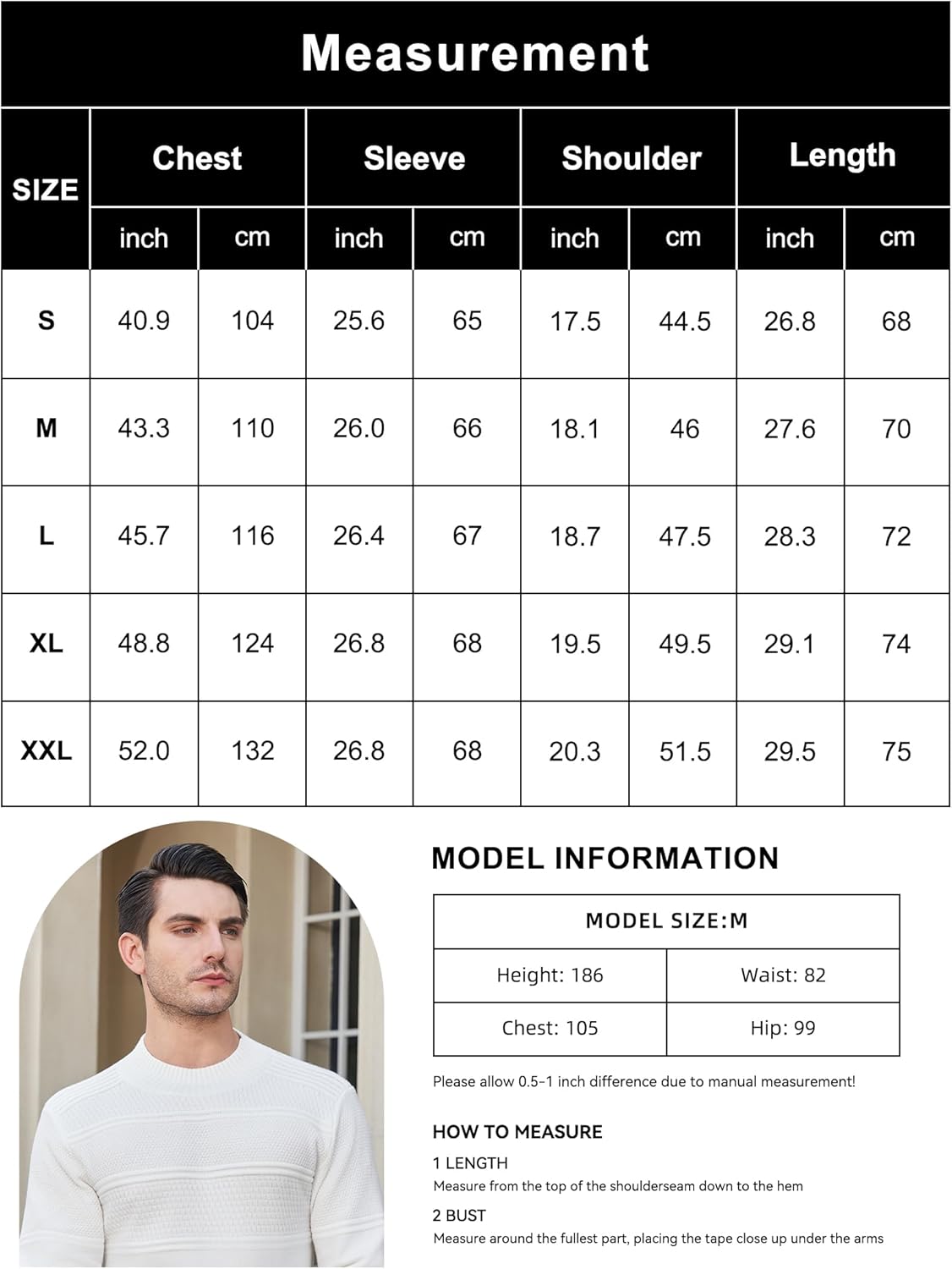 Thumbnail 5 de MLANM Men's Turtle Neck Ribbed Knitted Jumper