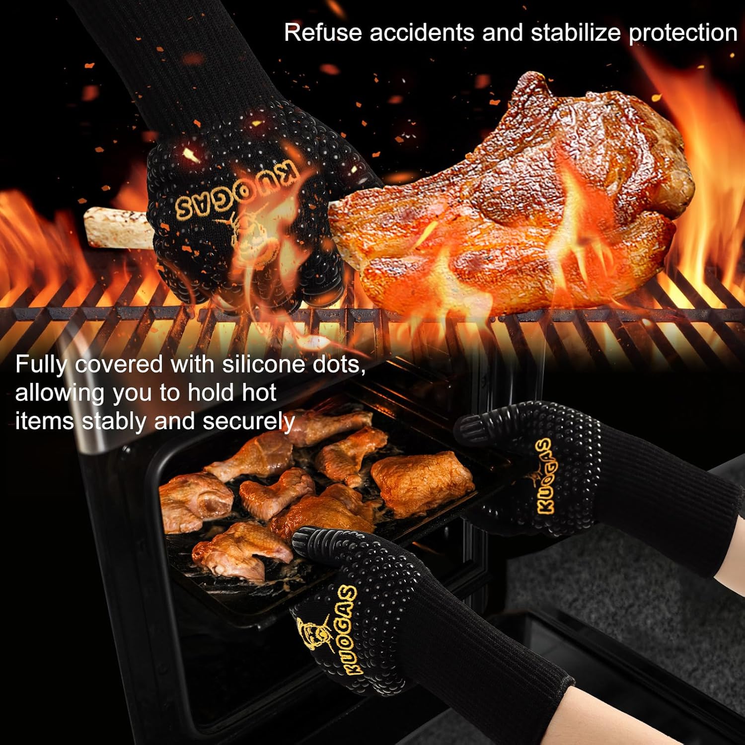 Thumbnail 2 de Guanti Barbecue Resistenti al Calore fino a 800°C – Protezione completa per barbecue, forno e più