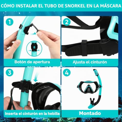 Thumbnail 6 de KAEFUYS Gafas de buceo profesional 180° con tubo seco y vidrio templado