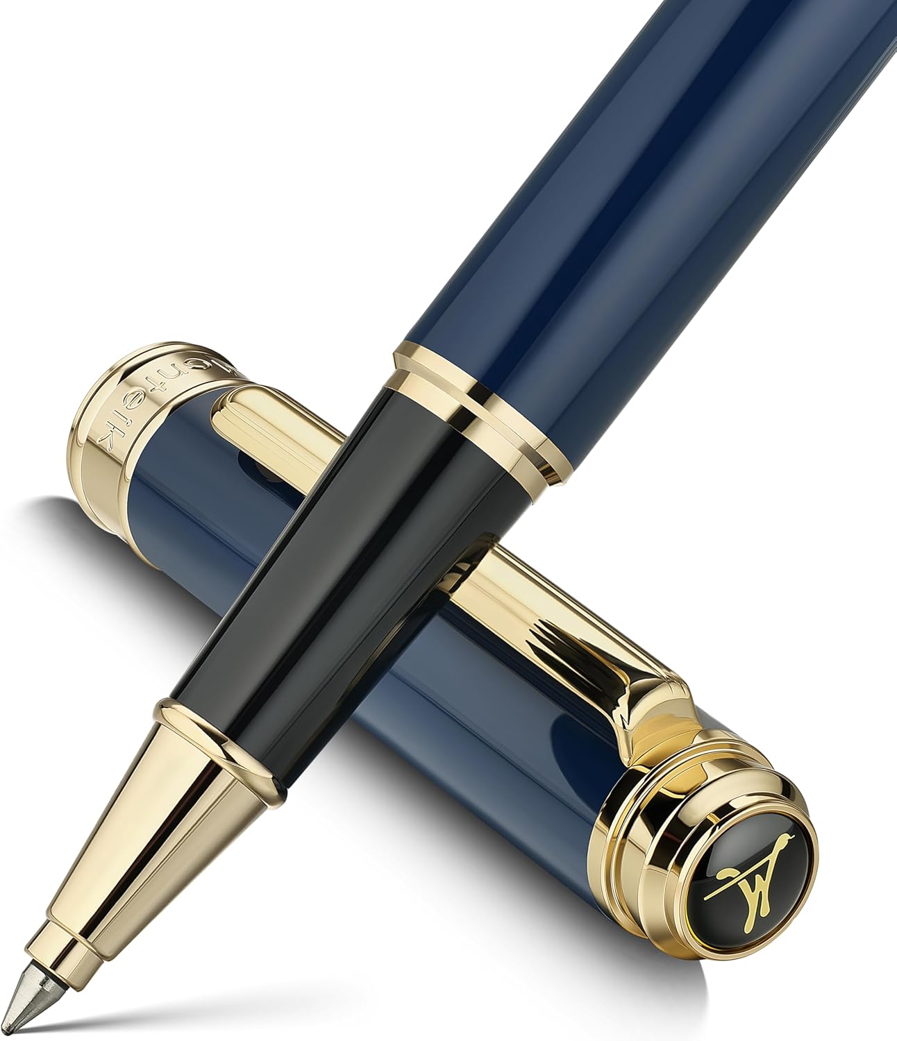 Detalle de MCNTEIK 317 Rollerball in Stunning Luxury Blue Lacquer with 24K Gold Finish (Schmidt Ink Refill) Gift Set