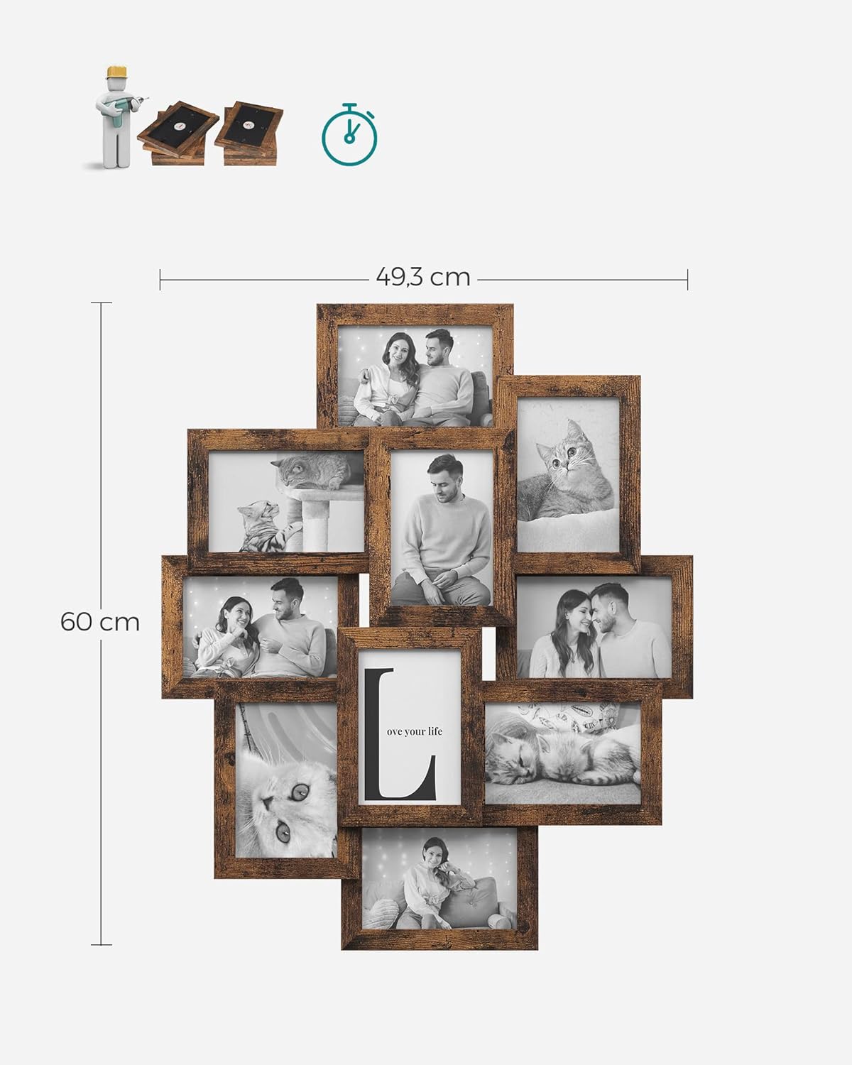 Detalle de SONGMICS RPF020X01 collage frame 10×4x6 photos 🖼