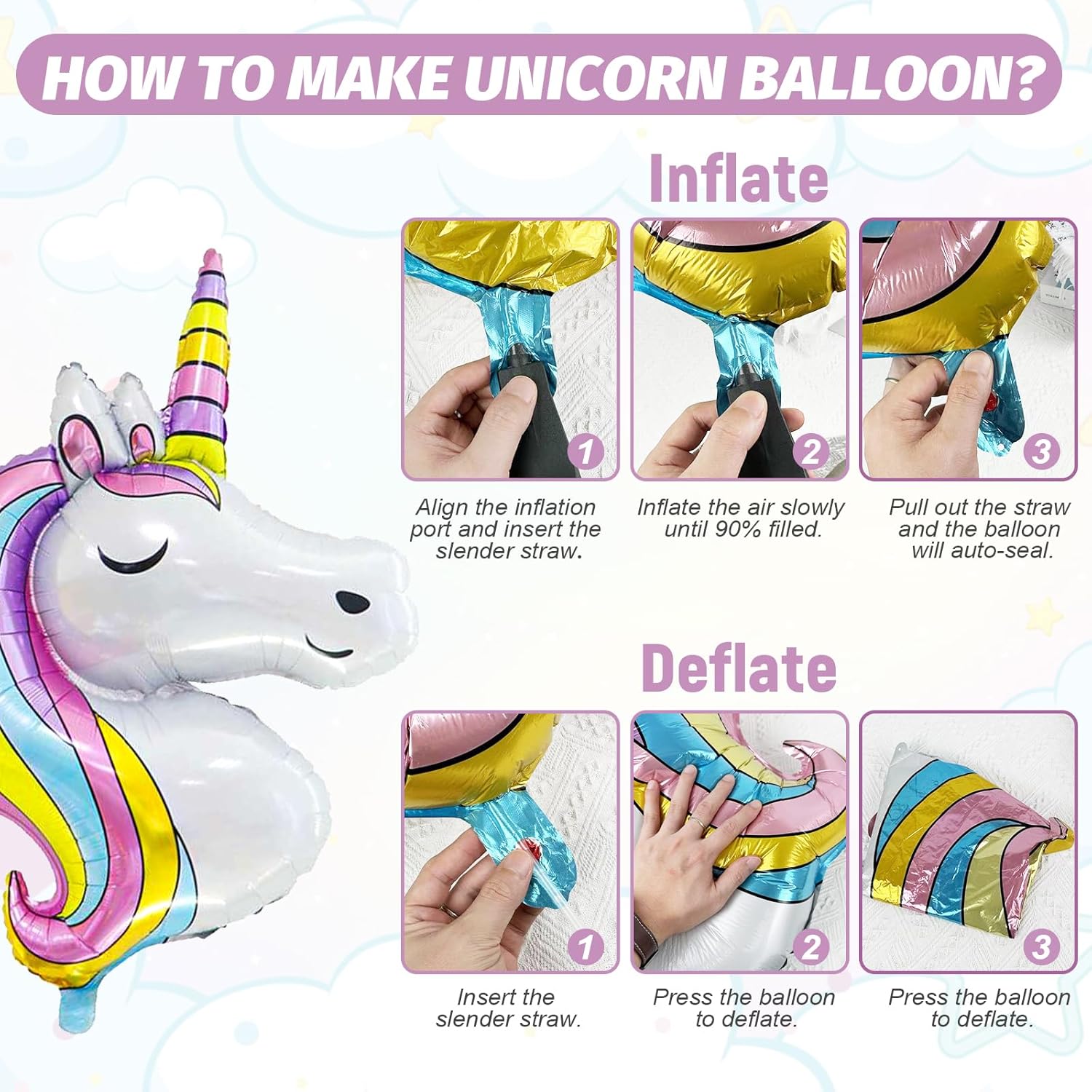 Thumbnail 2 de YEJIKJ Unicorn Balloons 3rd Birthday Banner 🎈