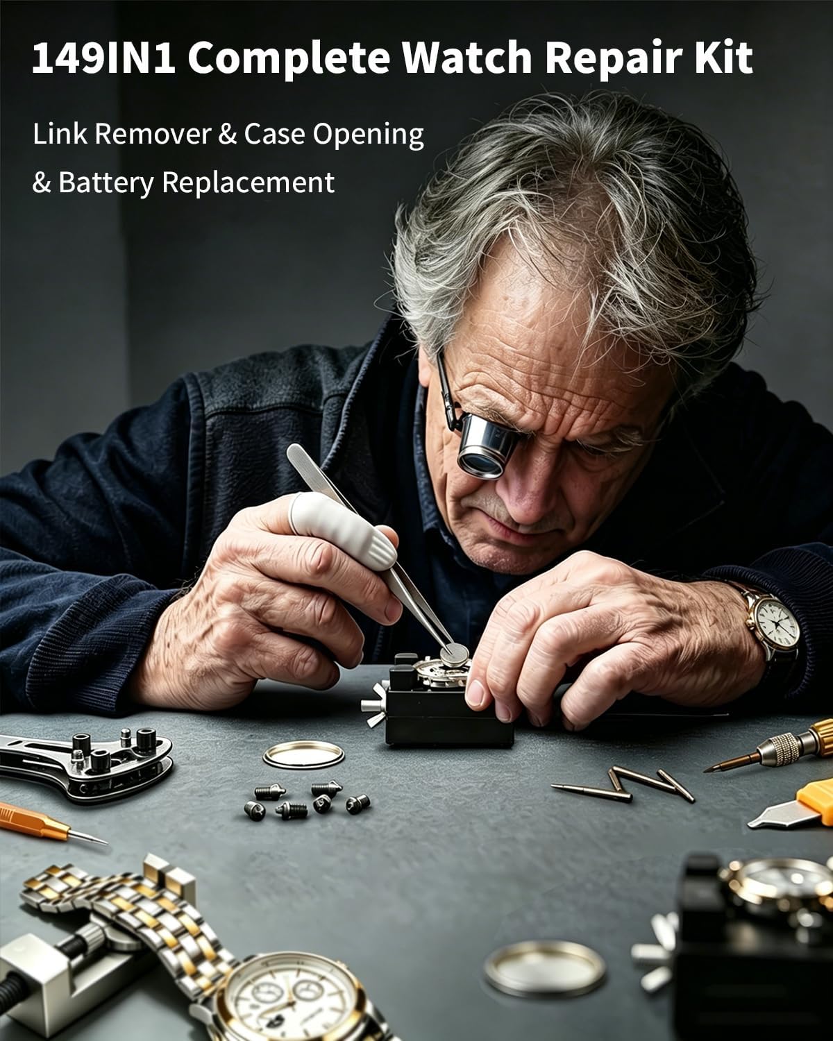 Detalle 2 de EasyTime ETU-W149IN1-01 Watch Repair Kit, 149-Piece Set with Case Opener
