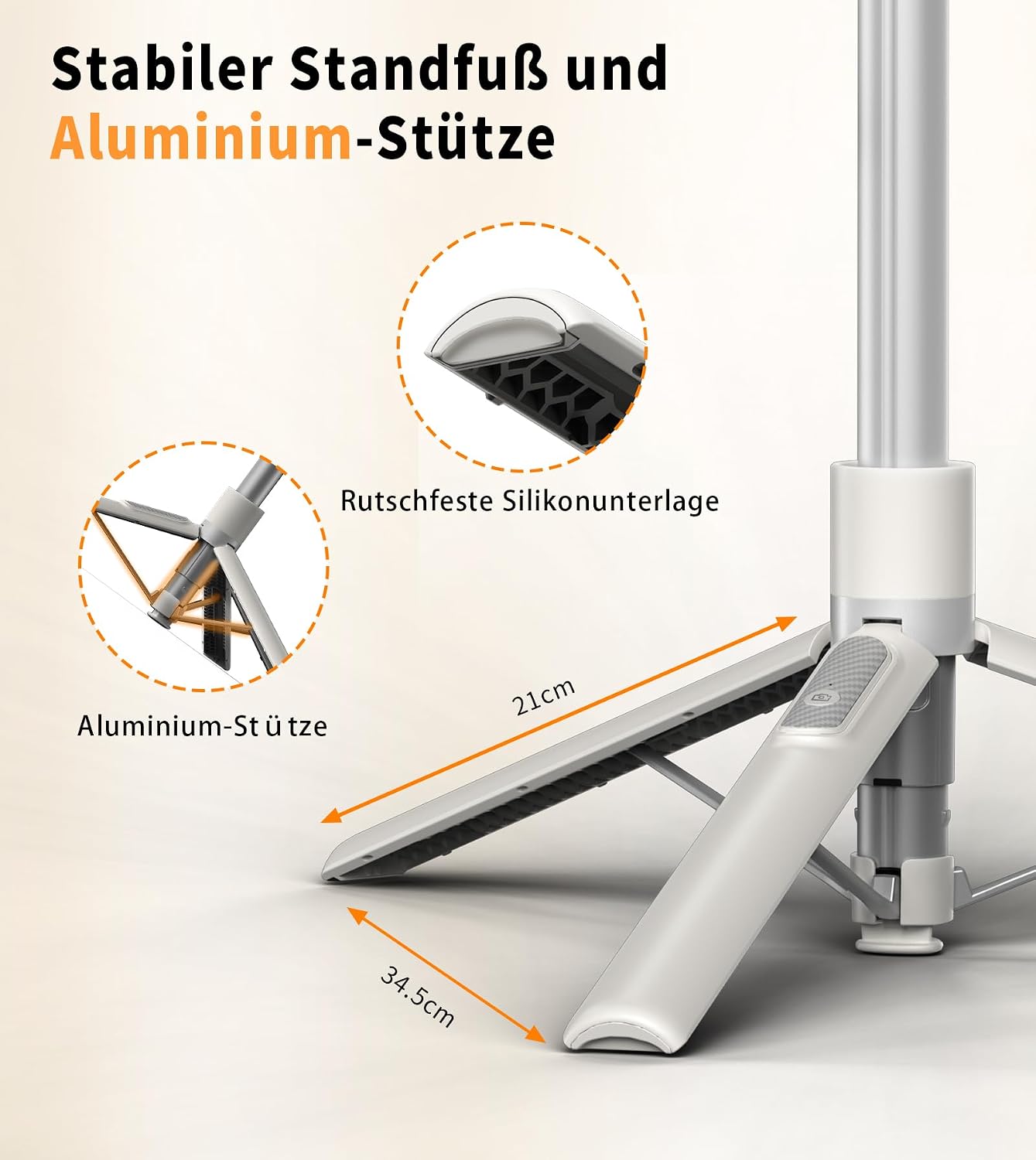 Thumbnail 6 de TONEOF 173 cm magnetischer Selfie-Stick mit Stativ, ausziehbarer Aluminium-Handyhalter (MagSafe-kompatibel) inkl. Fernbedienung