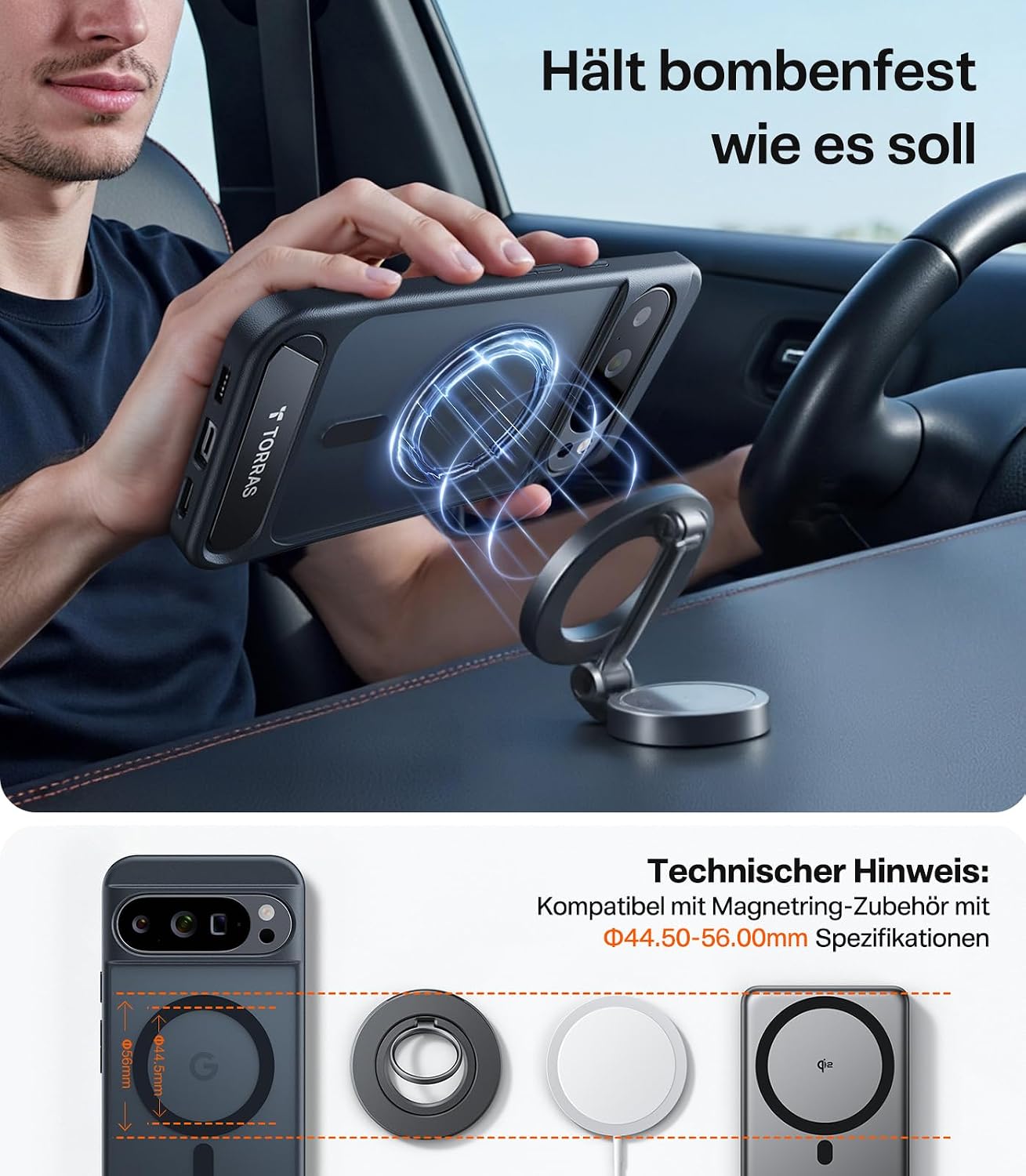 Detalle 2 de TORRAS Ostand L1 Hülle für Google Pixel 10 Pro XL mit MagSafe‑Ständer und Titan‑Stütze