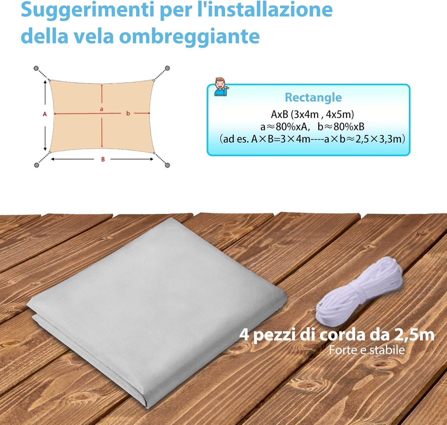 Detalle de CIXMUS Tenda a Vela Ombreggiante 4x5m: impermeabile, anti-UV e resistente