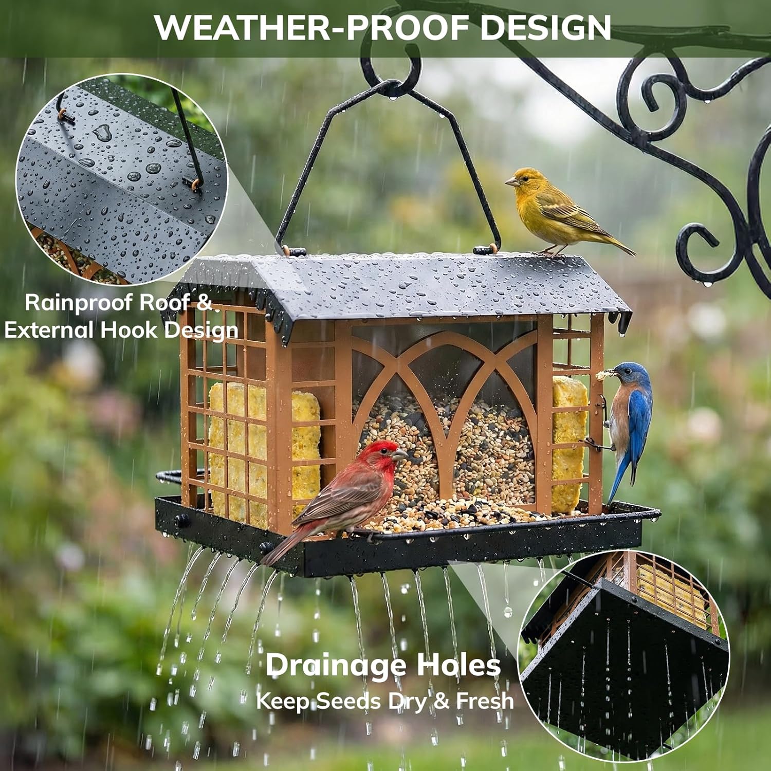 Detalle de Metal Bird Feeder 3.5 lb Capacity