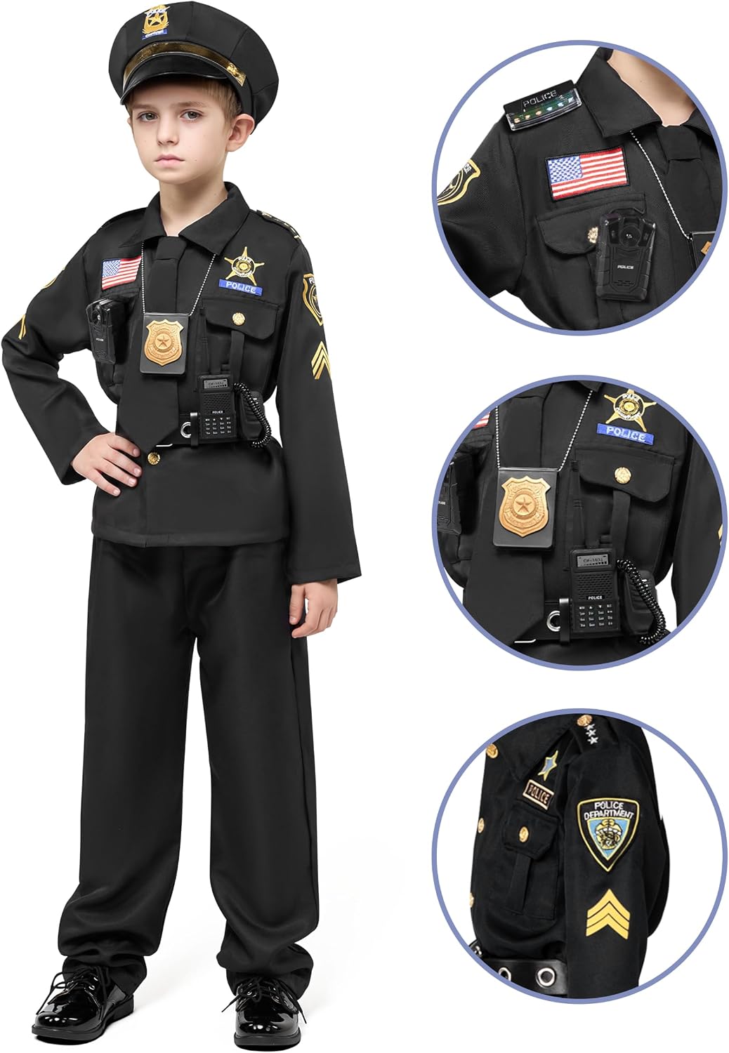 Detalle de Spooktacular Creations 14-Piece Kids’ Police Costume with Role-Play Accessories