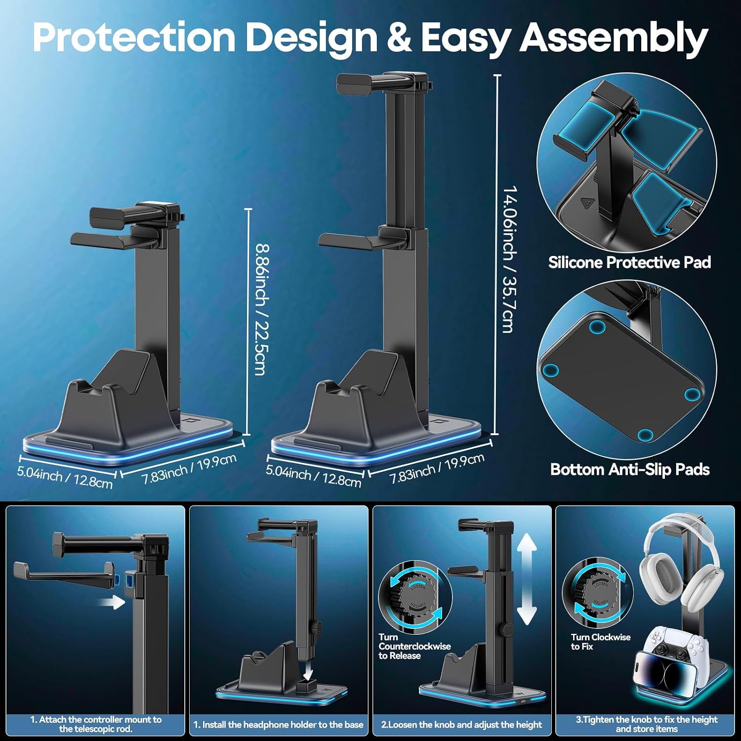 Thumbnail 3 de OIVO VGA DESIGN RGB Controller Stand with Rotatable Headset Holder and Phone Slot