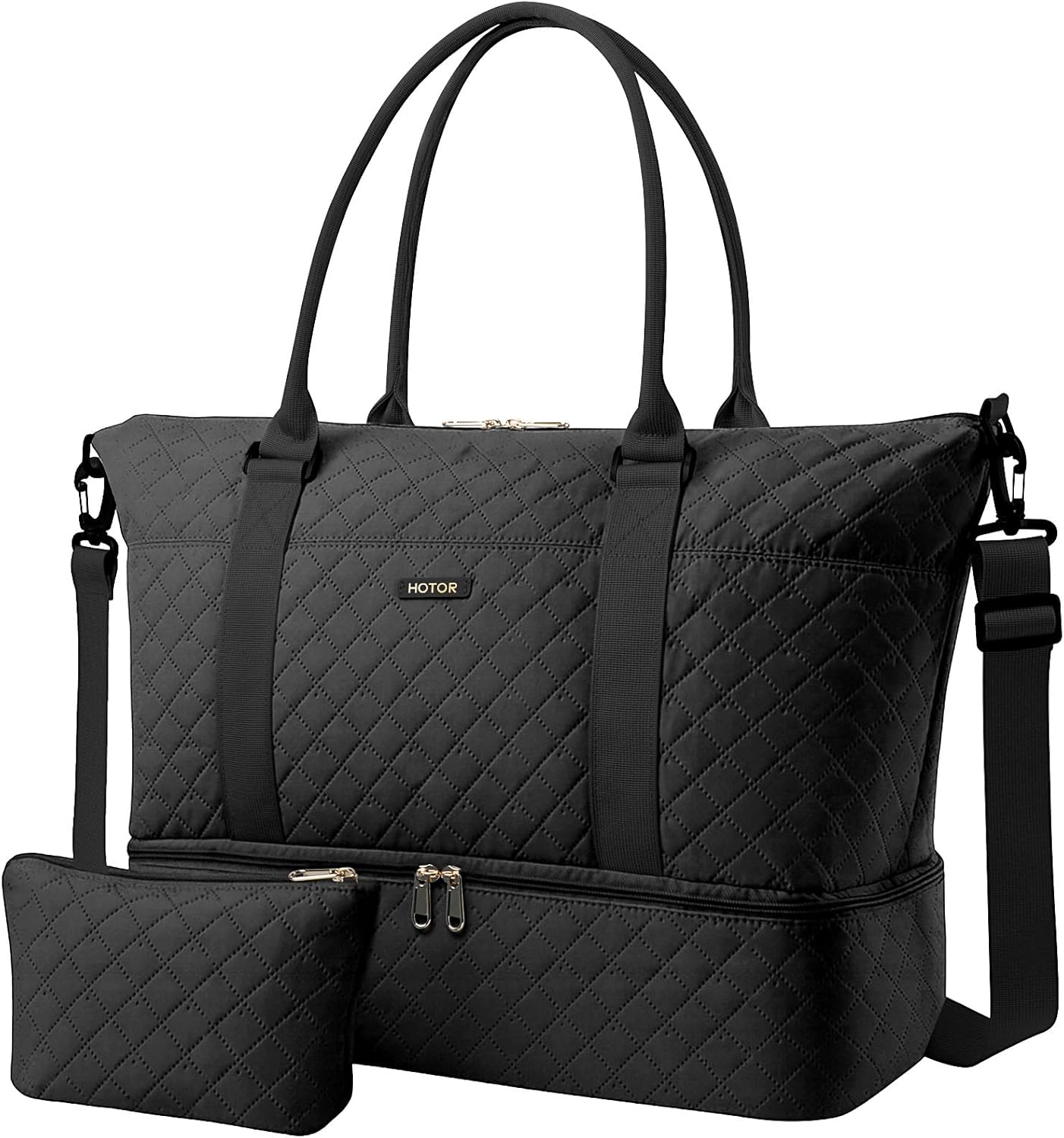 Detalle de HOTOR Women’s Travel Bag – Lightweight Overnight Holdall with Shoe Compartment, Toiletry Pouch & Carry-on Convenience (Black)