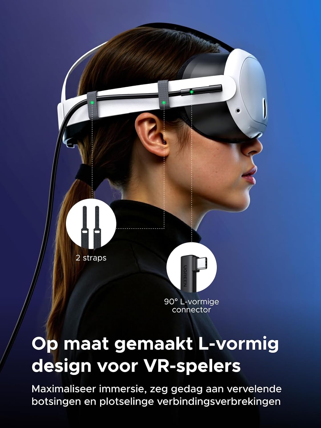 Detalle de UGREEN Link-kabel met oplaadfunctie, 5 m, 18 W en USB 3.0 tot 5 Gbps