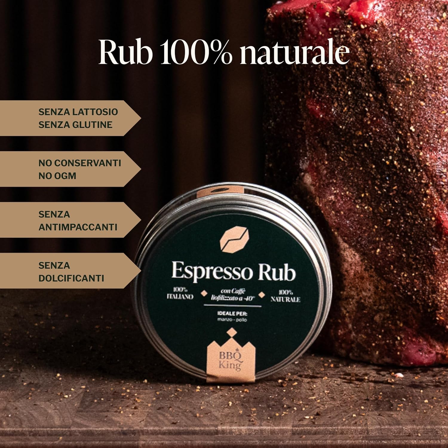 Thumbnail 5 de BBQ KING Espresso Rub 70 g – Dry Rub per manzo con caffè liofilizzato e aglio nero DOP