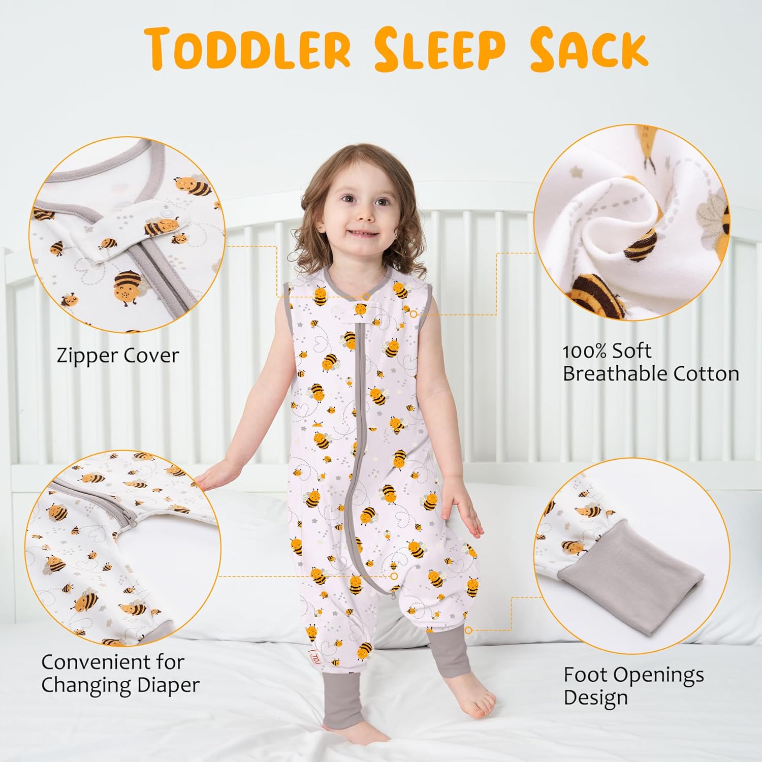 Thumbnail 2 de 2er Pack Baby Schlafsack Sommer mit Füßen 0.5 Tog – 100% Baumwolle, Fußöffnung, ärmellos