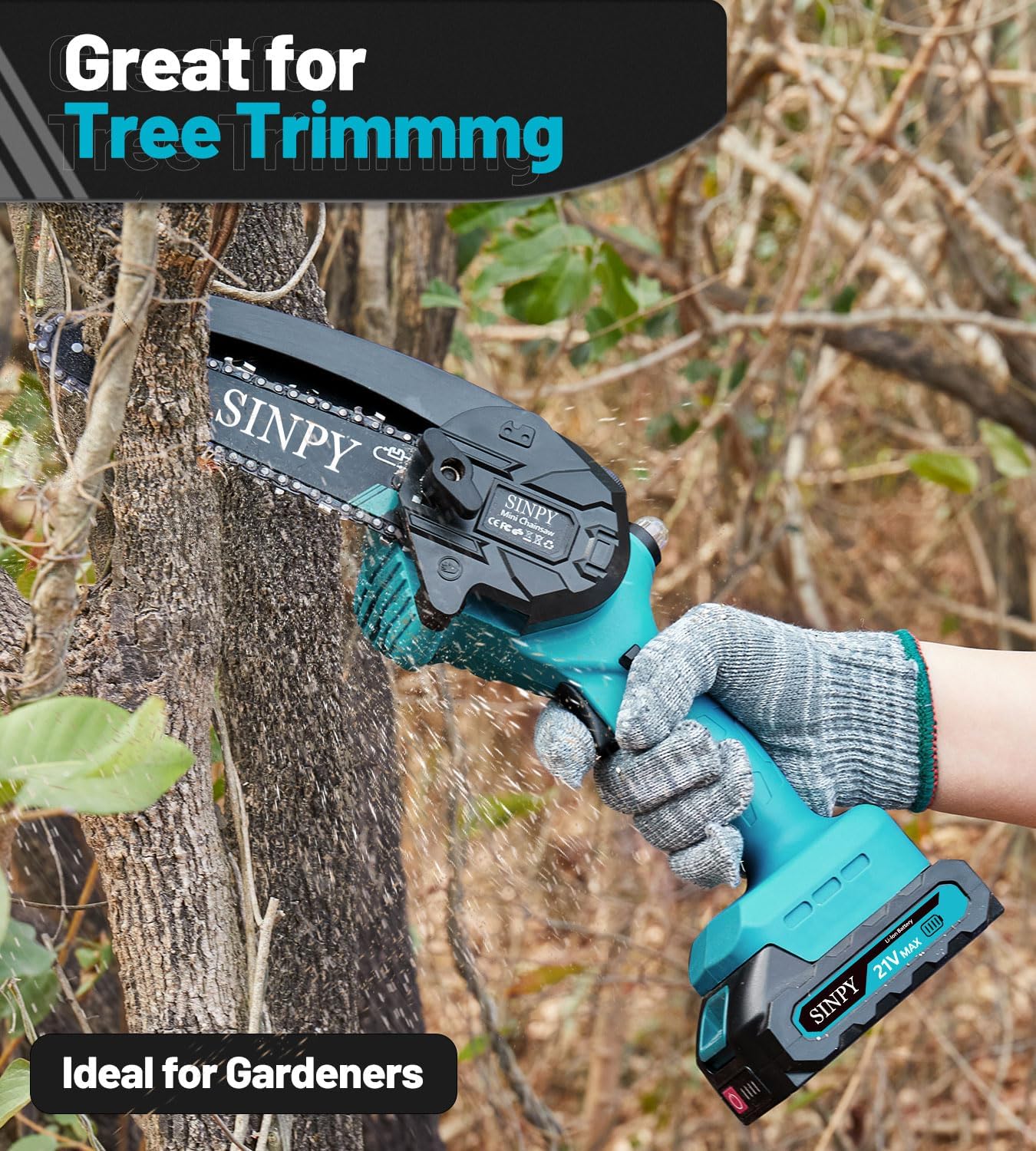 Thumbnail 5 de Mini Cordless 6 Inch Chainsaw with 2 Batteries 🪚