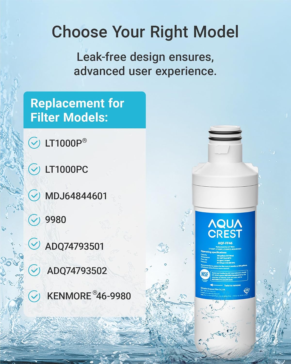 Detalle 2 de AQUA CREST Refrigerator Water Filter LT1000PC
