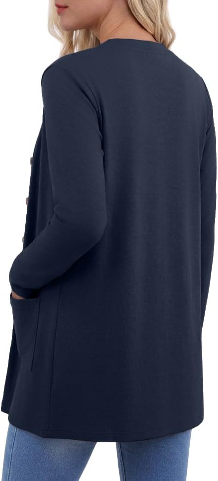 Detalle de Qixing Women's Lightweight Button-Down Cardigan with Long Sleeves and Pockets