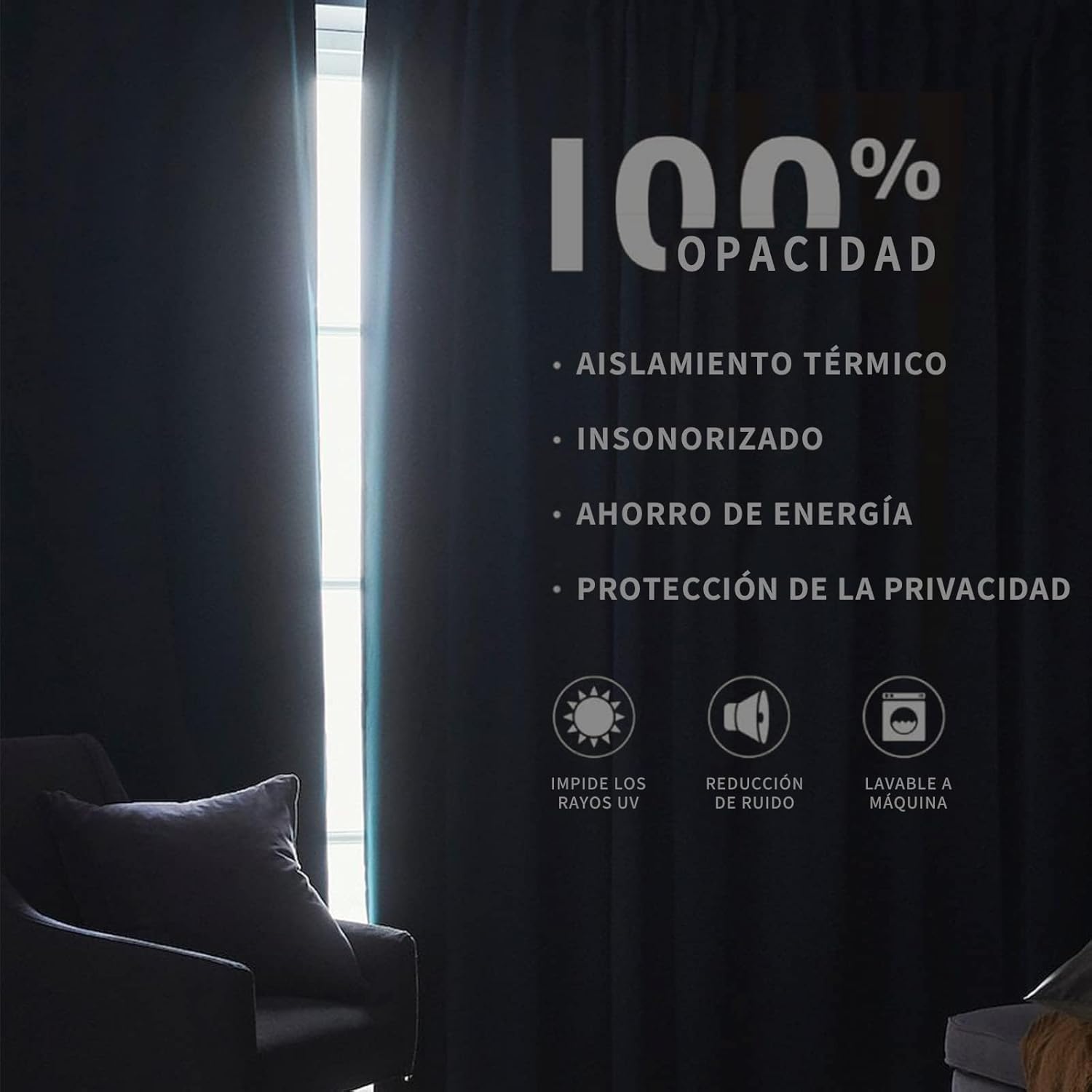 Thumbnail 5 de Joydeco tende oscuranti interne 2 pezzi effetto lino 140 x 260 cm, con passanti nascosti