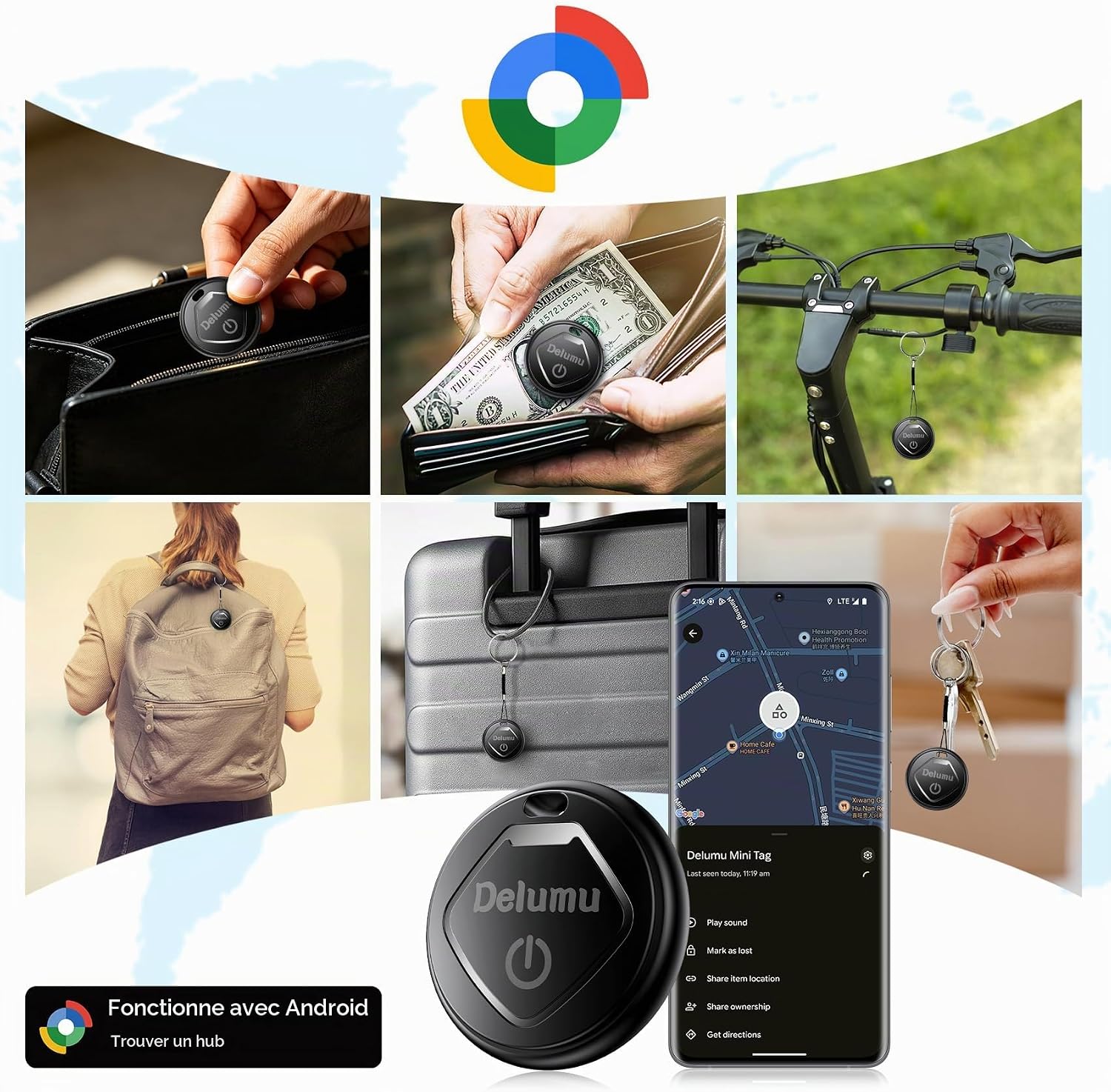 Detalle de LocLynx Smart Tracker Tag Android, 4 stuks met Google Find Hub en CR2032